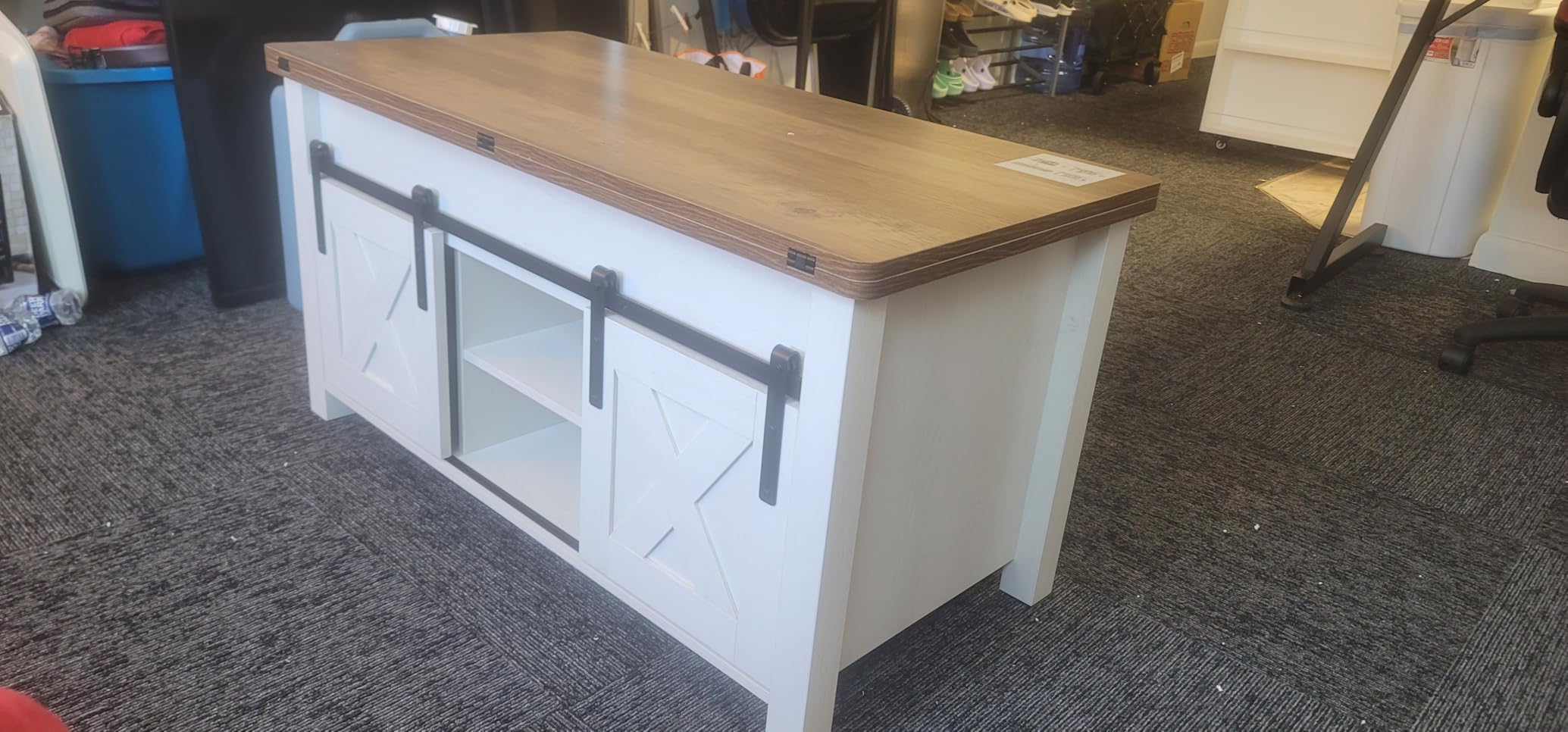SEDETA Farmhouse Lift Top Coffee Table with Storage and Hidden Compartment customer photo 2