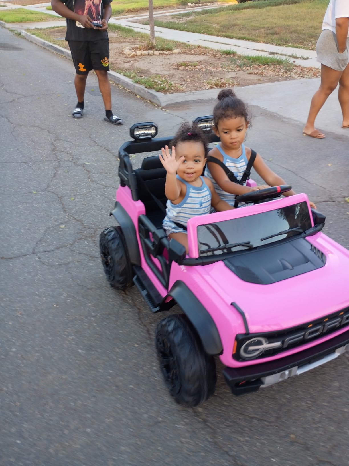 ENYOPRO 24V Ride On Toys for Big Kids, Licensed Ford Bronco Raptor 2 Seater Kids Electric Vehicle, Battery Powered Ride On Car Jeeps w/Remote Control, Bluetooth, LED Lights, 4.4 MPH for Ages 3+, Pink customer photo 1