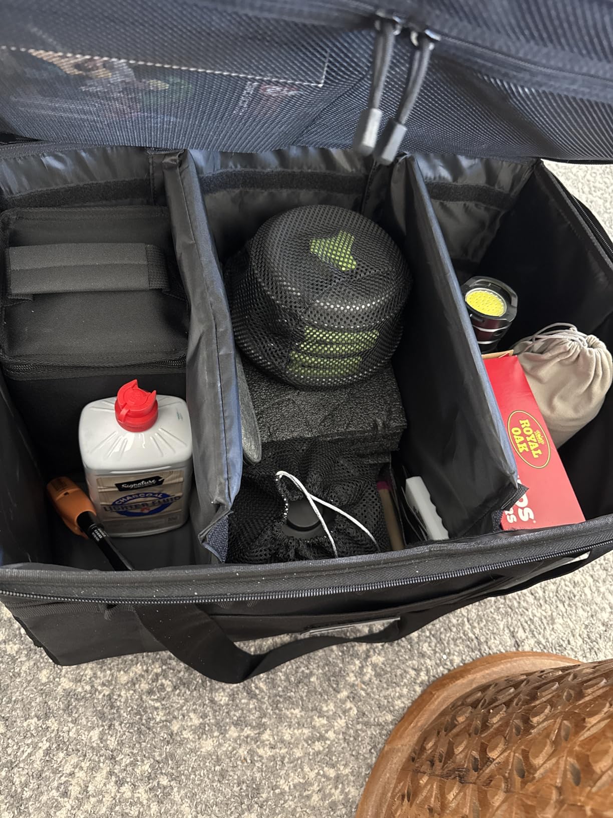 Tactical Camping Storage Bag Utility Tote Bag Camp Kitchen and Trunk Organizer with Axe Holder and Shoulder Strap customer photo 1
