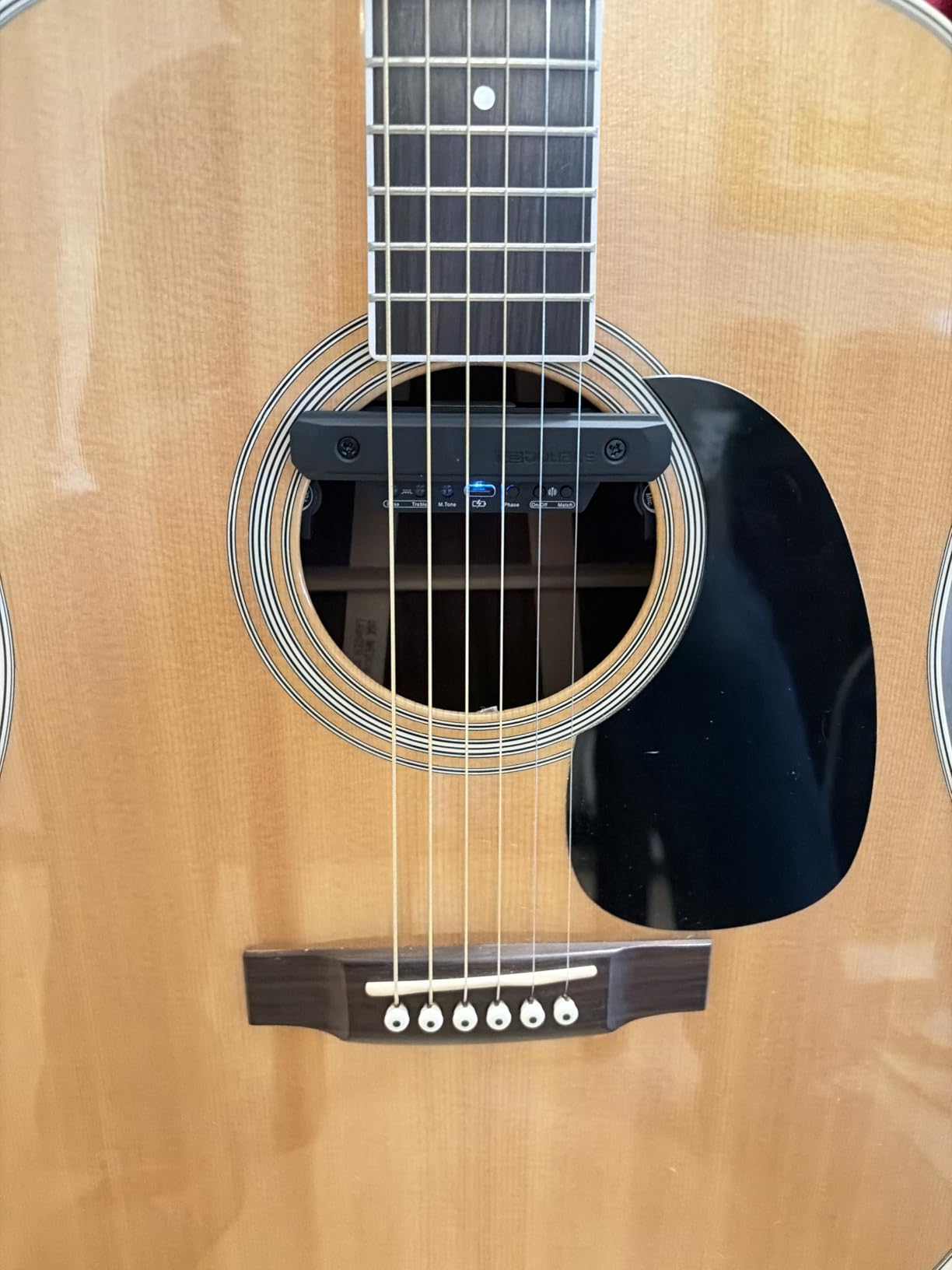 Wireless Acoustic Guitar Pickup Rechargeable Magnetic And Microphone Soundhole Pickup For Acoustic Guitar Build-In Volume Control(Wood Grain) customer photo 2