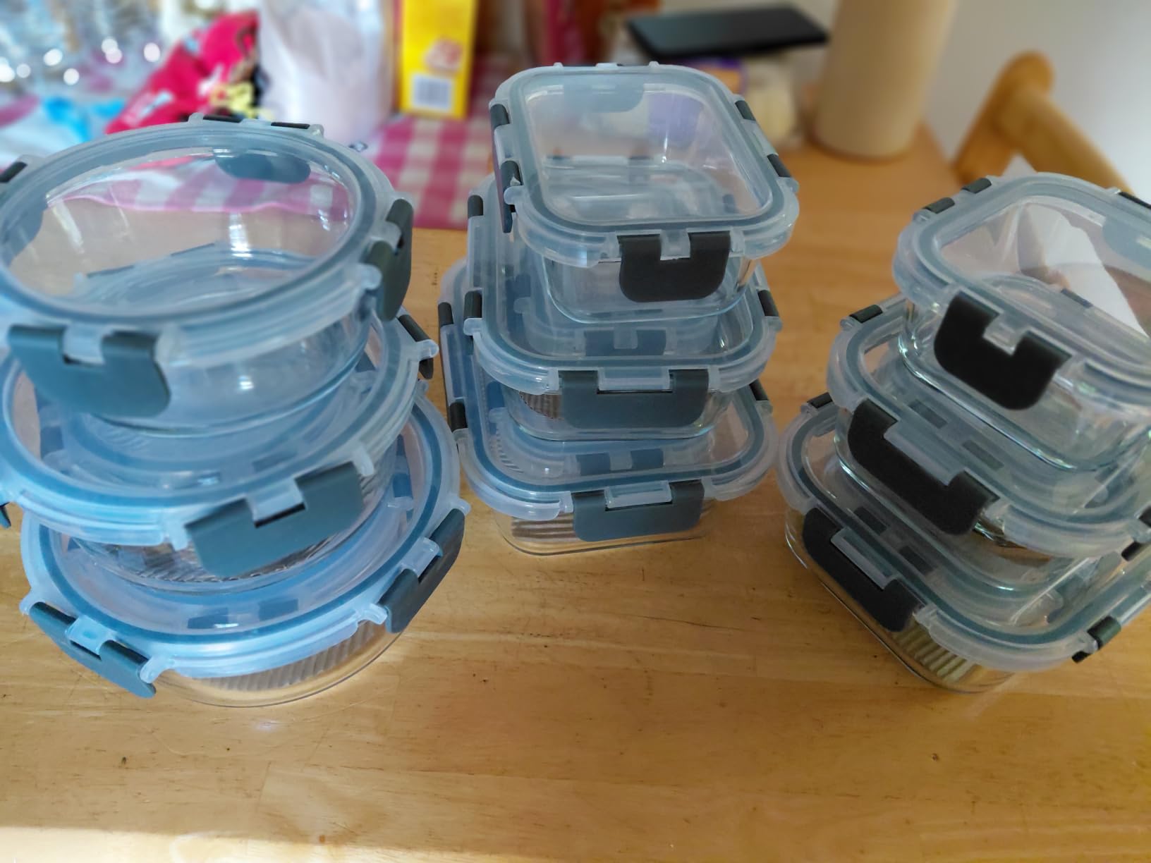 VERONES 30 Pieces Glass Food Storage Containers Set with Lids, Grey | Stackable Glass Meal Prep Containers Set, Airtight Lunch Containers，for Microwave, Oven, Freezer & Dishwasher customer photo 1