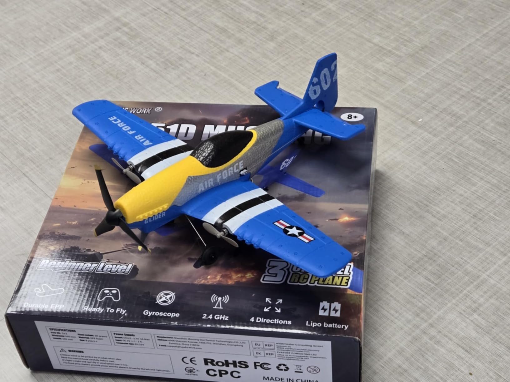 3CH P-51D Mustang RC Plane, Stabilized RC Warbird for Beginners | 6-axis gyro stabilization, 2.4GHz RTF, classic warbird design, beginner-friendly customer photo 1
