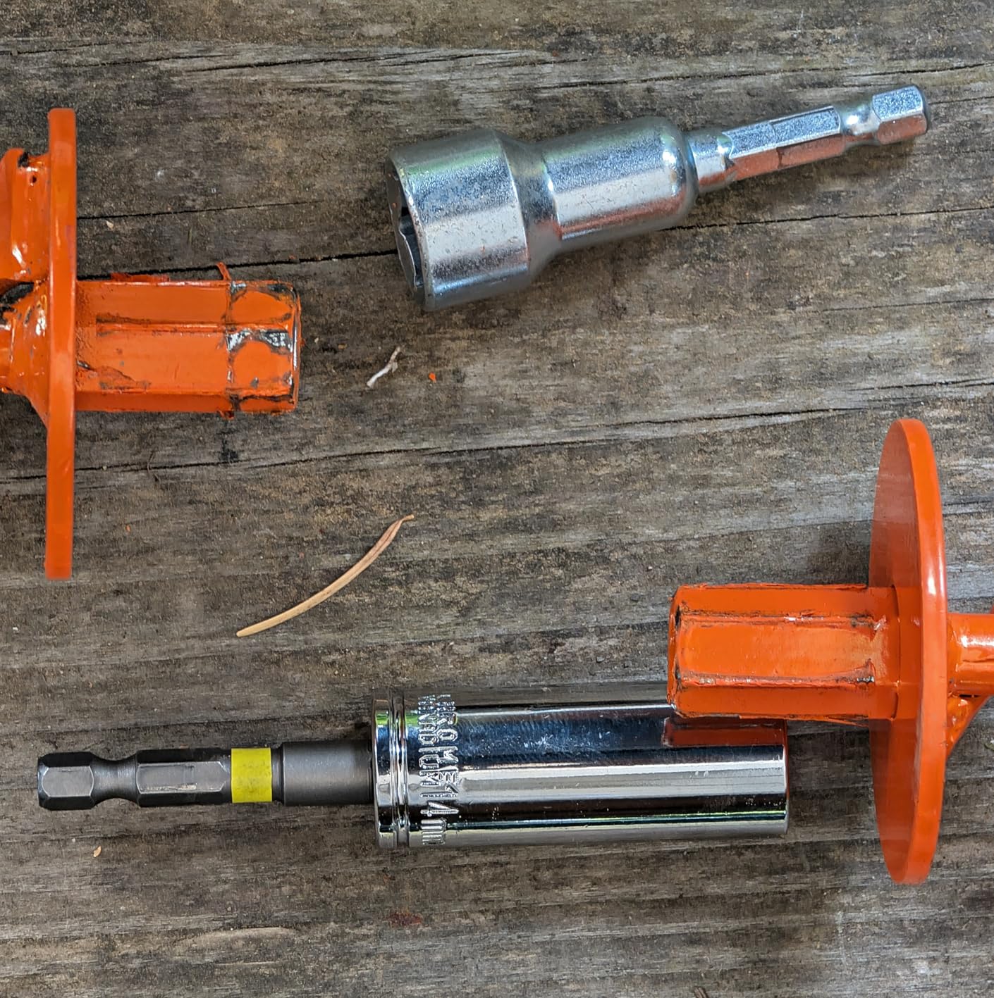 Phopich Ground Anchor Screw in, 4 Pack Spiral Trampoline Anchors with Nut and Tool Swing Set Anchors Tent Stakes High Wind Heavy Duty for Sheds, Carports, Mobile Home Orange customer photo 1