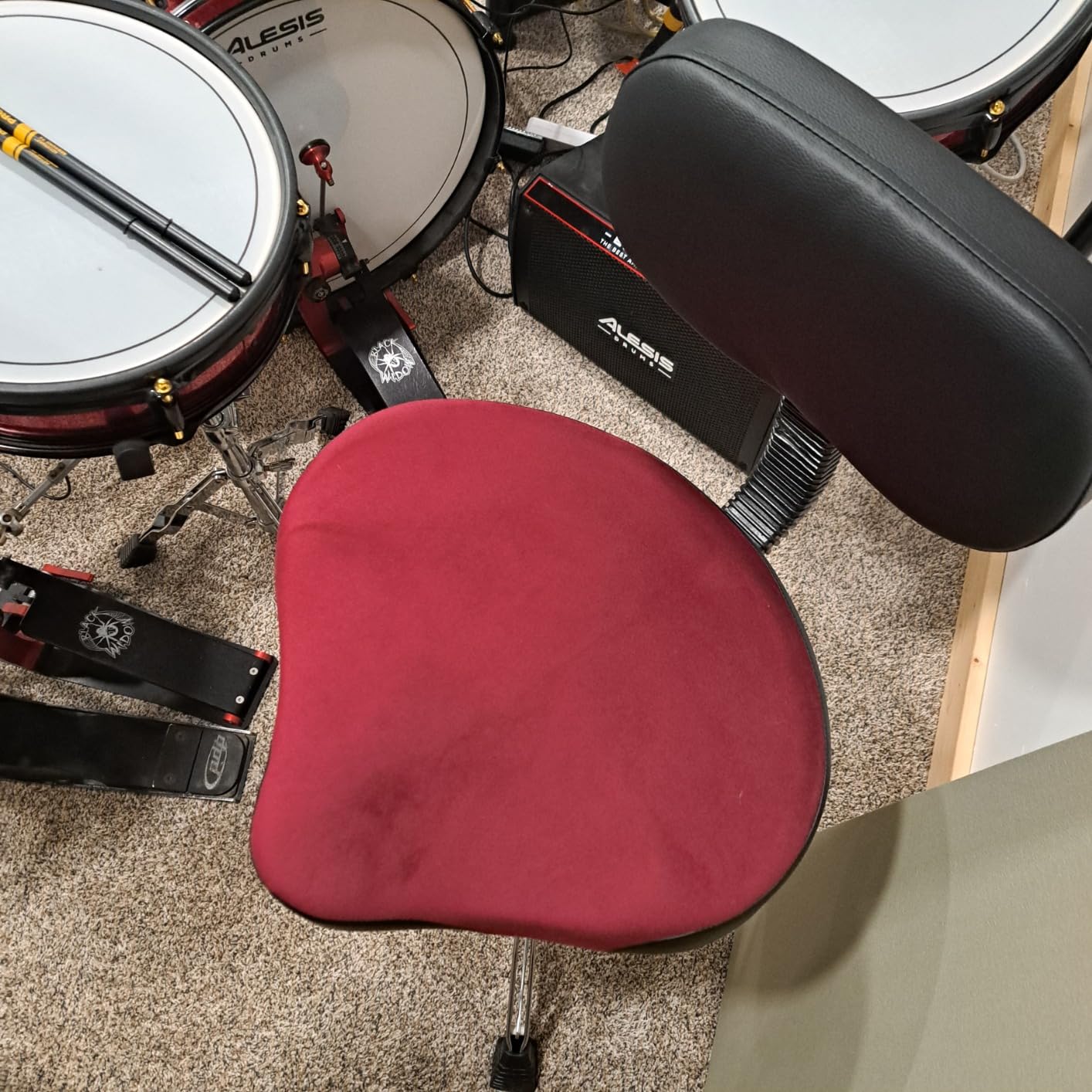 AKLOT Saddle Drum Throne, Hydraulic Druming Throne, Heavy Duty Seat, Height Adjustable Plush Chair, Motorcycle Style Drum Stool for Adults Drummers Grey customer photo 1