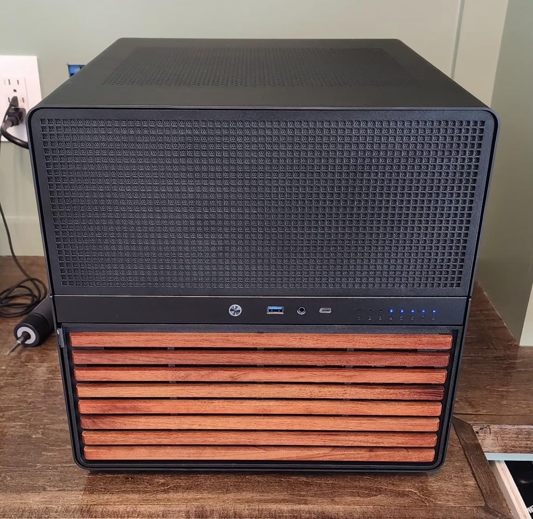 JONSBO N5 NAS Pc Case, E-ATX,12HDD+4SSD Drive Bay GPU HP Host, Supports Max. 4 GPU,E-A.TX(330mm) MB/ATX PSU Supports, with 3 Fans Built-in, 8 Slots PCI, Solid Wood Veneer Computer Case,Home Server customer photo 2