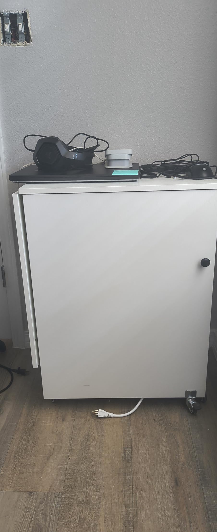 GIANTEX Folding Sewing Table with Charging Station, Cube Storage & Drawers customer photo 1