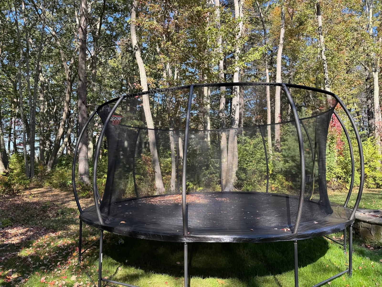 Lyromix 12 14 15 16FT Outdoor Trampolines for Kids and Adults, Pumpkin Trampolin with Curved Poles, Recreational Trampolin with Basketball Hoop and Safety Enclosure Net for Kids and Adults customer photo 2
