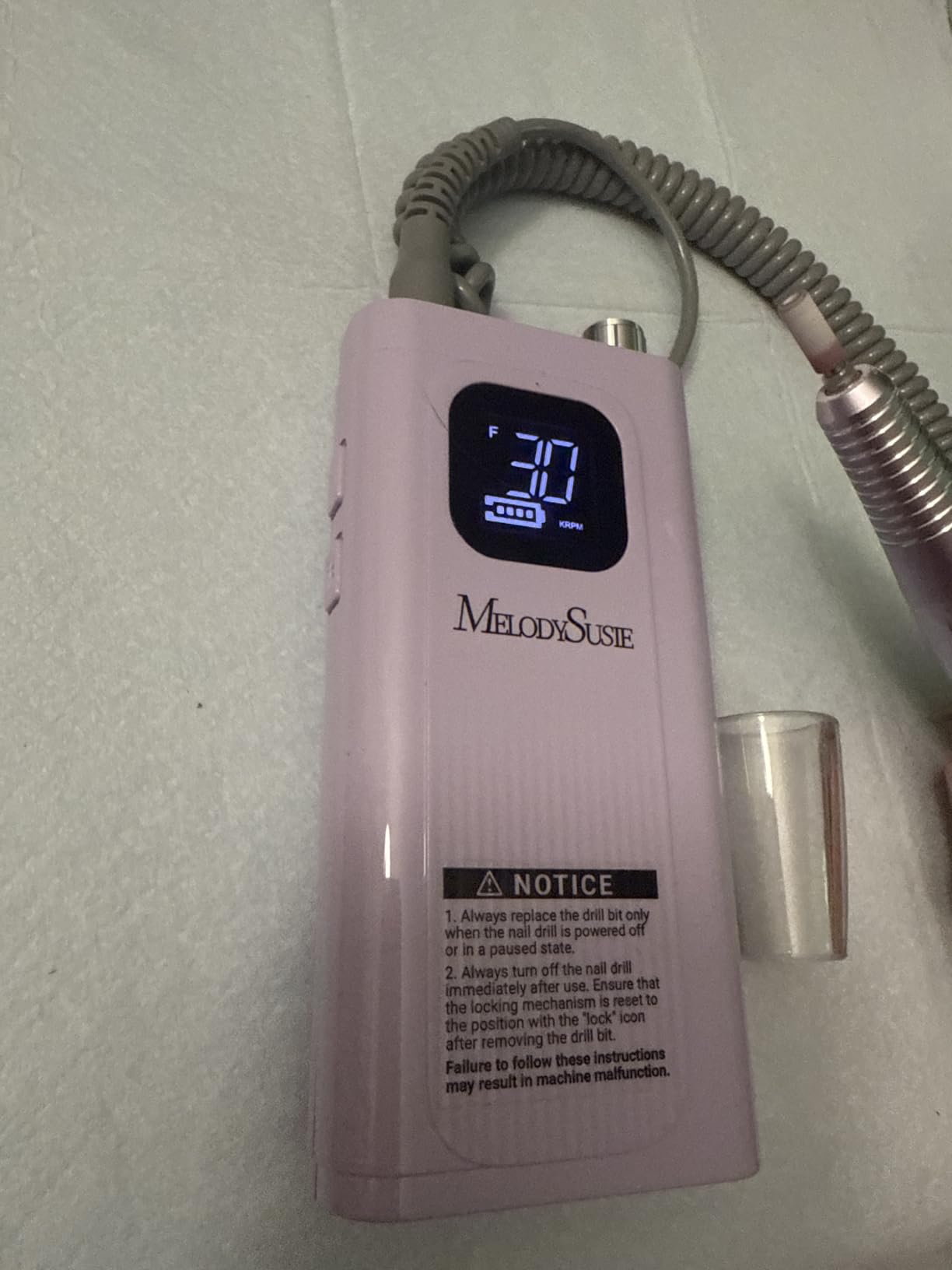 MelodySusie Clip-On SC300F Cordless Nail Drill 30,000 RPM for Beginners | 8-12h Battery Life, 6 Bits and 56 Sanding Bands for Shaping, Gel Removal and Students in Training customer photo 2