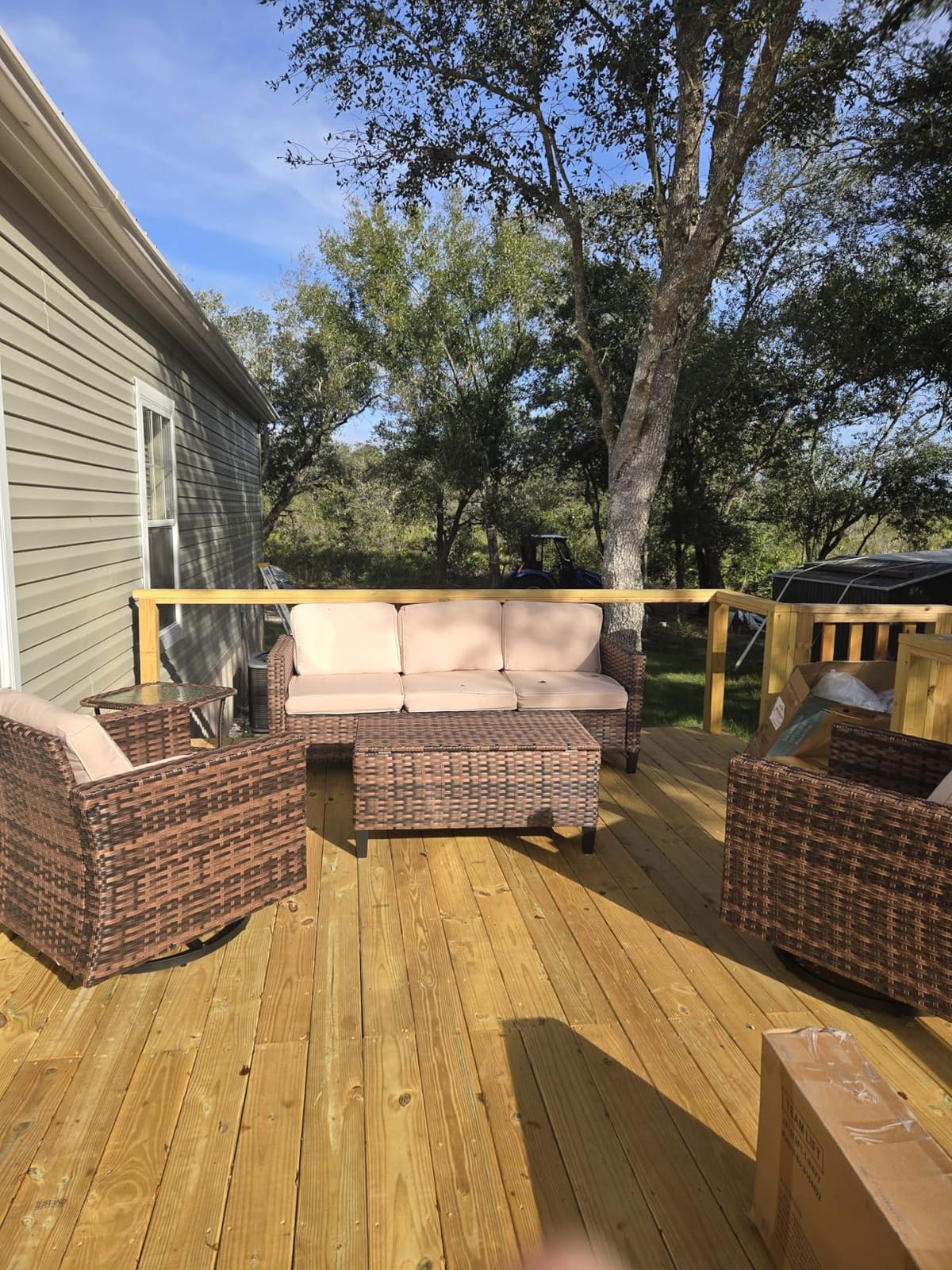 UDPATIO Patio Furniture Set, 5 Pieces Outdoor Conversation Sets with Rocking Swivel Chairs, Wicker Rattan Outdoor Sofa Set with Storage Table and Waterproof Covers for Backyard, Deck, Porch, Khaki customer photo 1