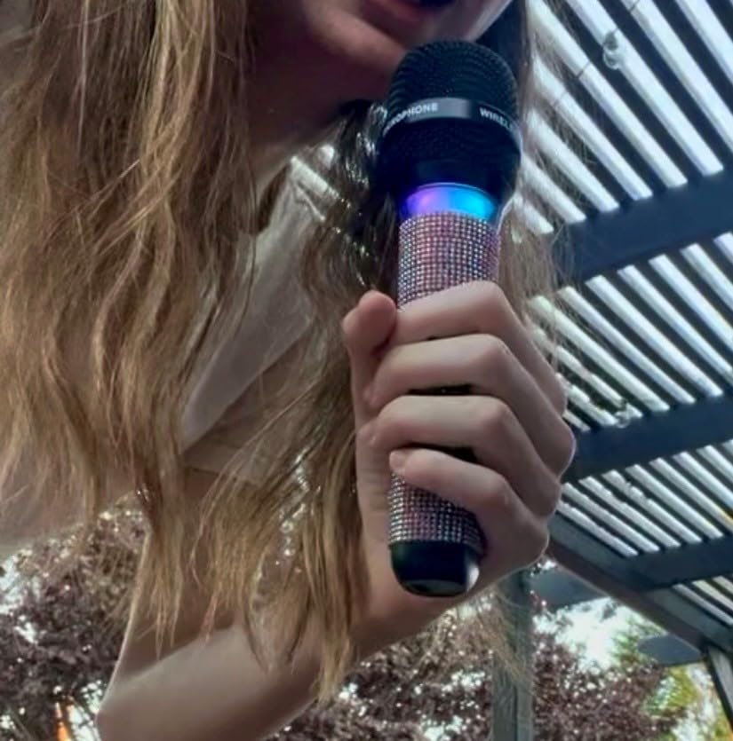 Wireless Microphone, Rechargeable Wireless Microphones with One-to-One Chip Connection and LED Lights, 40H Duration, 200FT Range Receiving, Less Latency Karaoke Microphone for Singing, Speech, Party customer photo 2