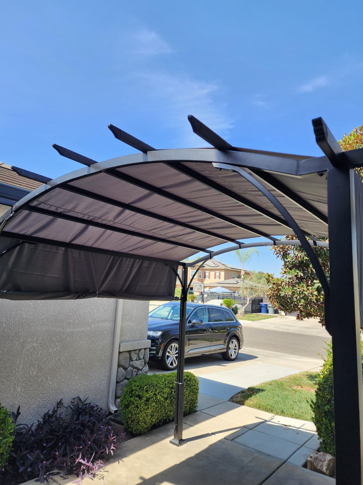 ABCCANOPY Arched Pergola 10'x12' with Retractable Sun Shade, Beige customer photo 1