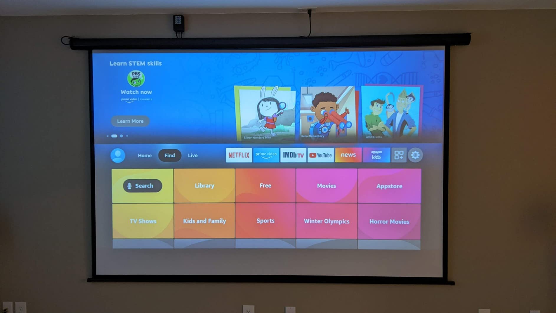 Kayle 120 Inch Motorized Projector Screen w/Wireless Remote, Black, 16:9 customer photo 1