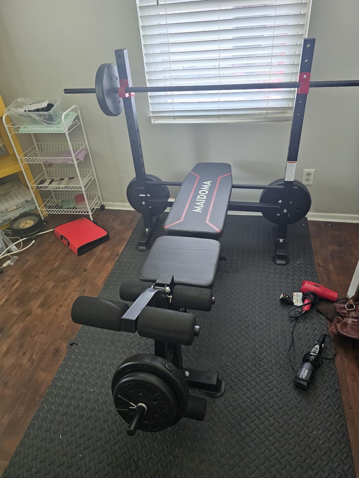 MAIDOMA Foldable 1500LBS Capacity 8 IN 1 Weight Bench Set with Leg Extension/Squat Rack/Preacher Curl, Adjustable Bench Press for Home Gym Full Body Workout (US Stock) customer photo 1