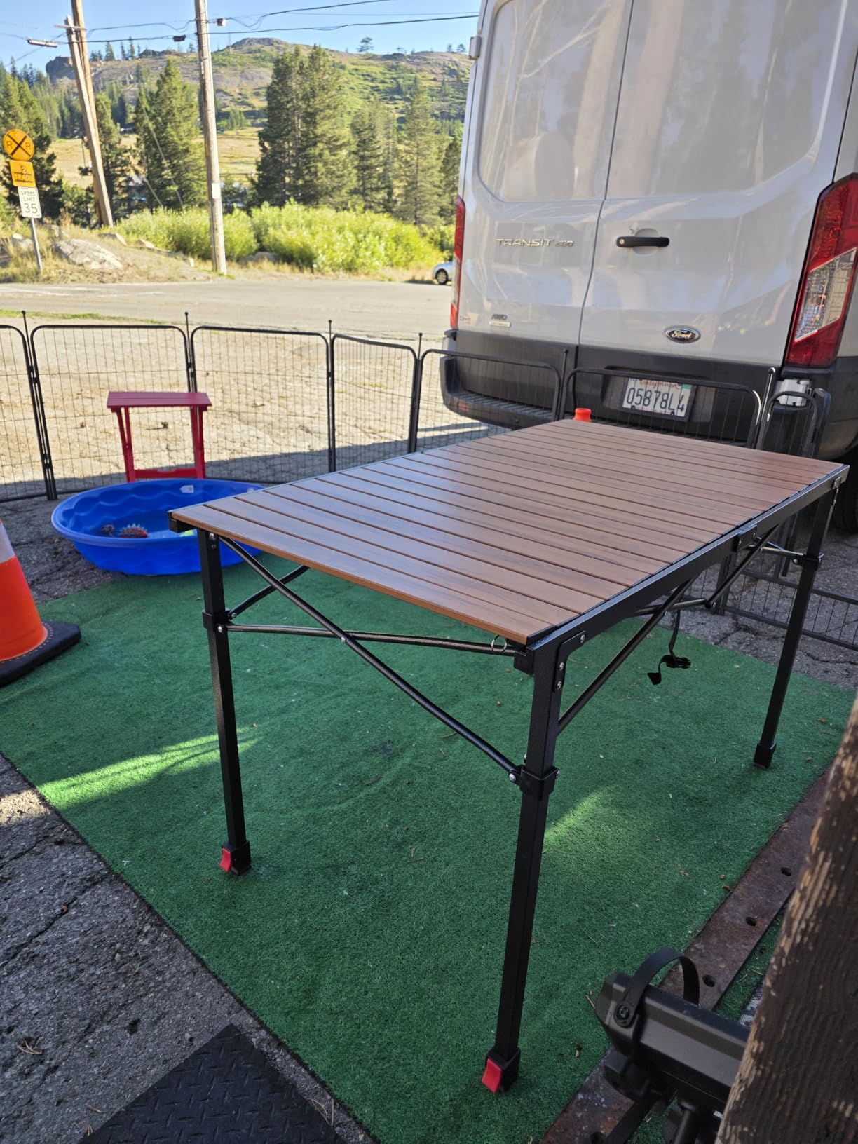 Portable Outdoor Adjustable Height Camping Table, Large for 2-6 Person | Foldable Roll-up Aluminum Camp Table with Carry Bag for Picnic, Camp, RV & Travel, Sturdy, Stable, Loads 220 Lbs customer photo 1