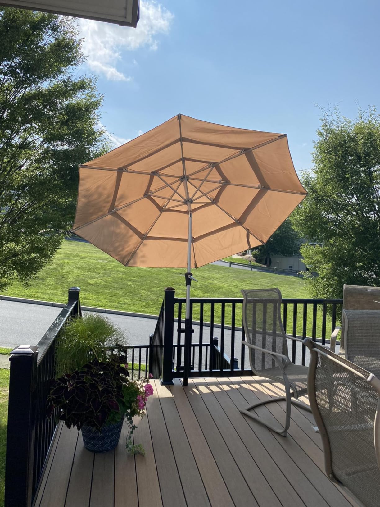 9ft 3-Tiers Aluminum Patio Umbrella, Vented Outdoor Market Table Umbrella customer photo 1