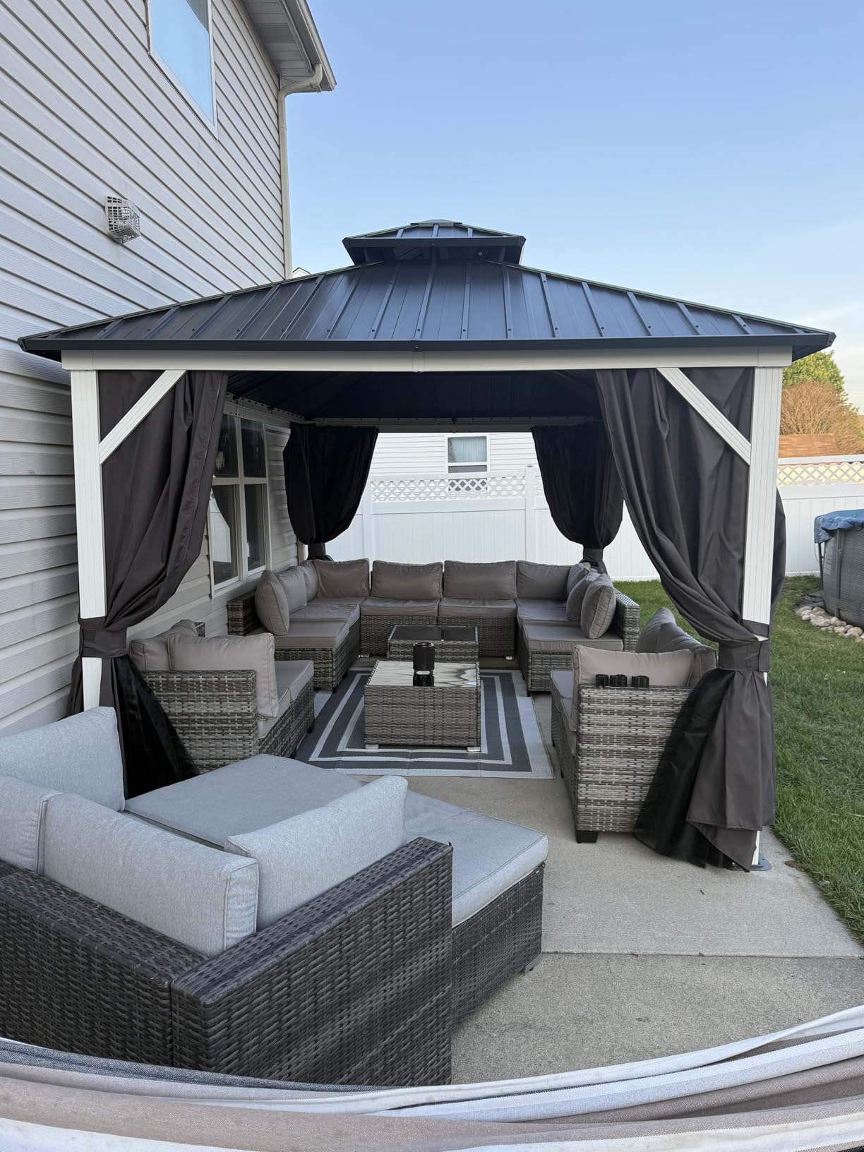 PURPLE LEAF Hardtop Gazebo 10' x 12' Pavilion Wind-Resistant White Frame customer photo 2