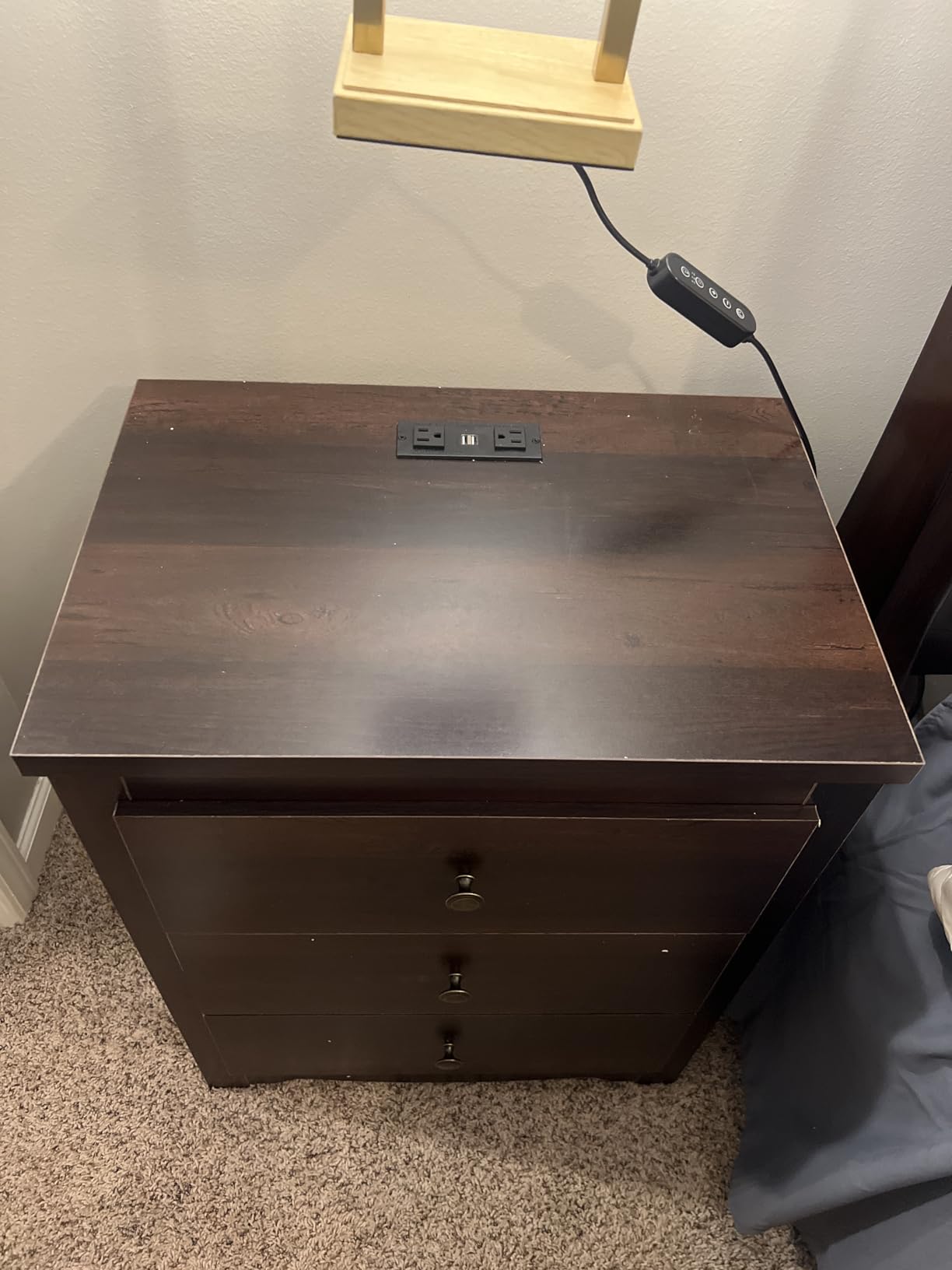 WLIVE Tall Nightstand with Charging Station, Wood Night Stand with 3 Drawers Storage, Bedside Table End Side Tables with 2 USB Ports and Outlets for Bedroom, Closet, Espresso customer photo 1
