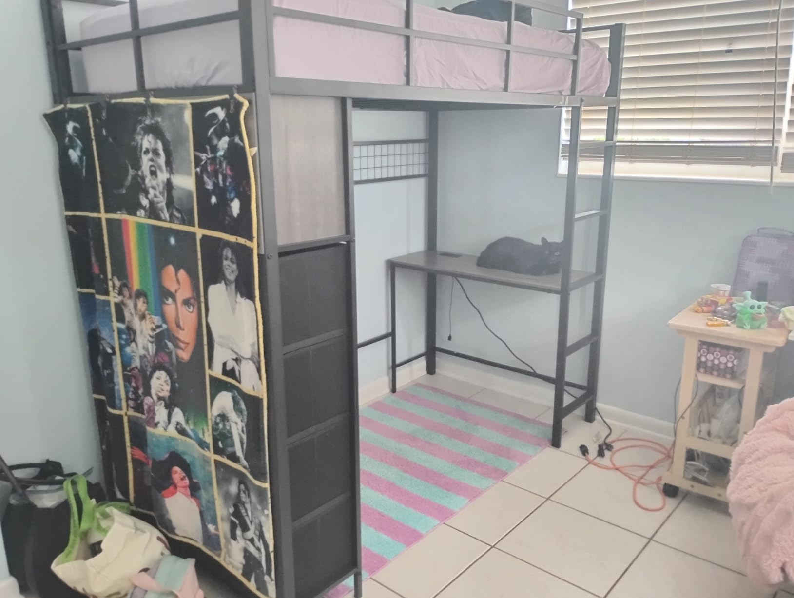 ADORNEVE Twin Loft Bed with Desk, 8 Storage Drawers,LED Lights, White customer photo 1