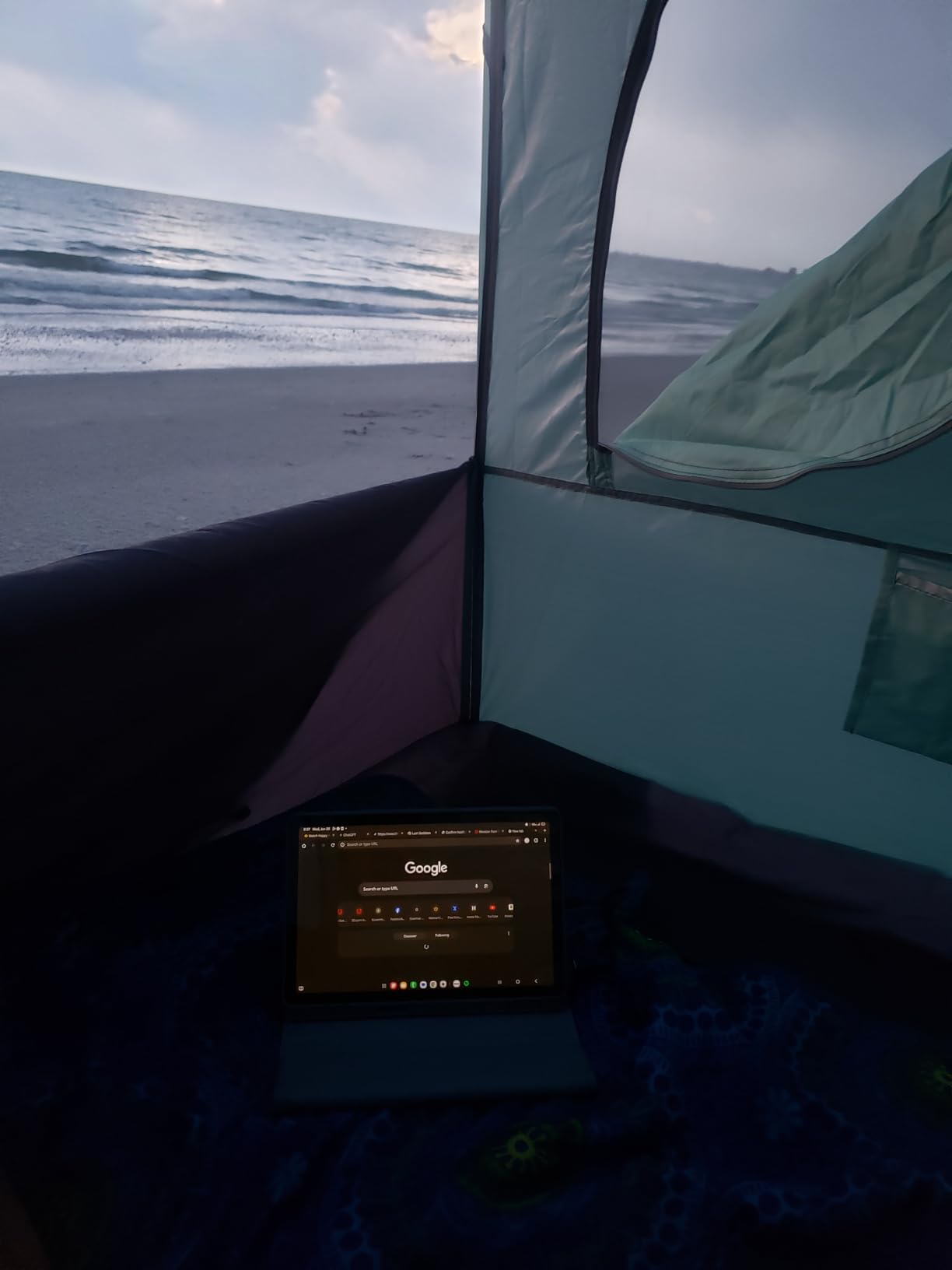 NXONE Beach Tent Sun Shelter, UPF 50+ UV Protection, Easy Setup | Family Beach Shade, Wind Resistant Design, Breathable Mesh Ventilation, Portable Carry Bag, Beach Camping Use customer photo 2