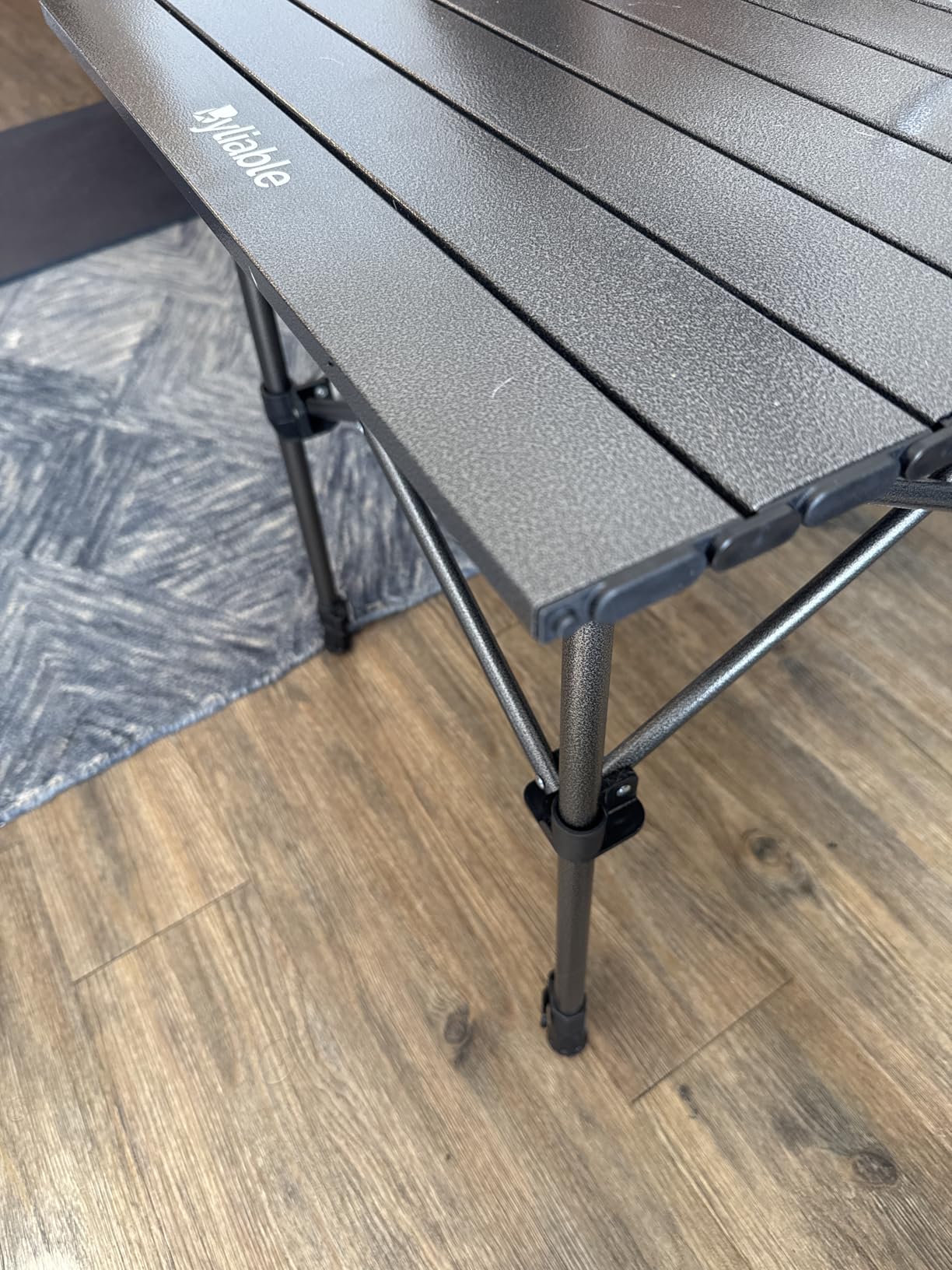 Byliable Folding Camping Table, Portable Aluminum Adjustable Height, Black | Roll-Up Camp Lightweight table with Carry Bag, 9 lb Weight, 21.7