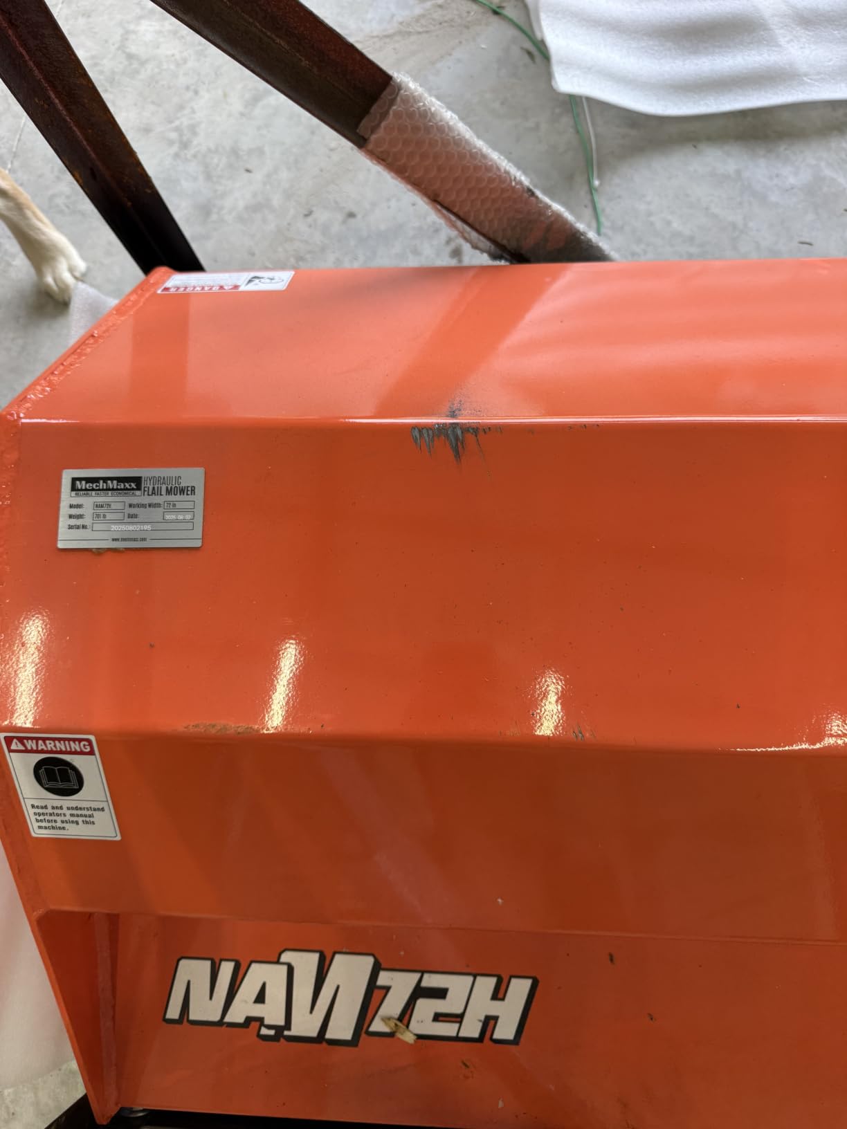 MechMaxx 68'' Working Width 3 Point PTO Flail Mower with 8inch Left/Right Hydraulic Side Shift,for 30-60hp CAT 1 Tractor, NAM68H customer photo 1