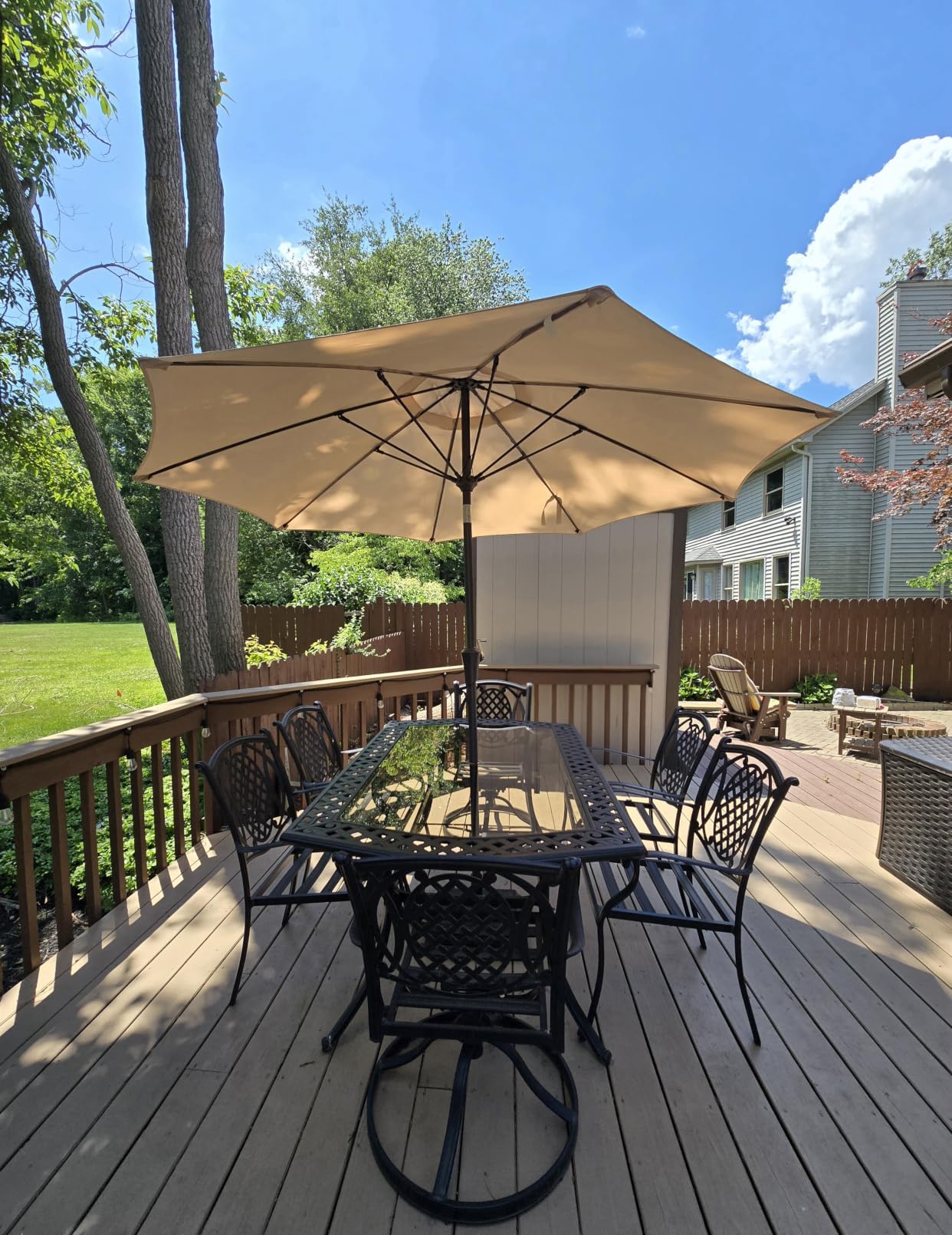 PatioKingdom 9FT Patio Outdoor Umbrella-UPF 50+ Sun Shade with Wind Vent, Push-Button Tilt & Smooth Crank Lift, Rust-Resistant Fiberglass Frame for Garden, Backyard,Yard customer photo 2