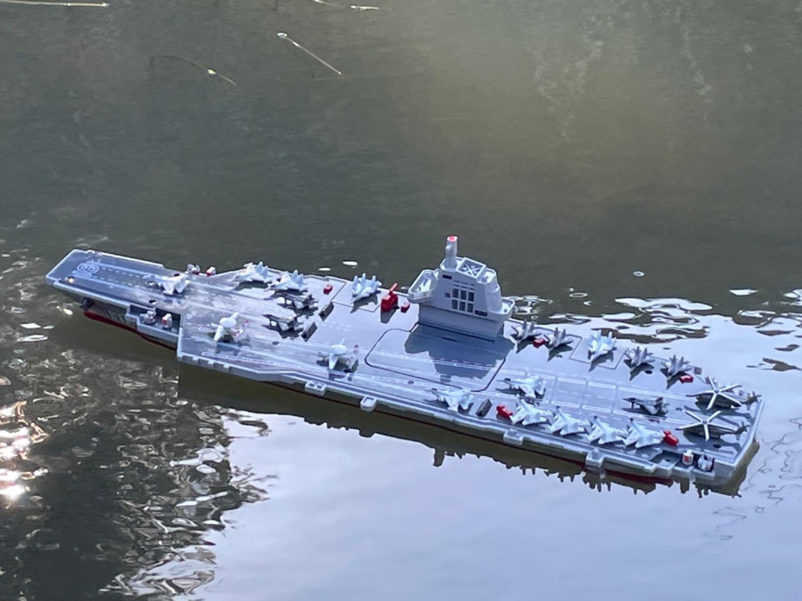 RC Boats for Kids 8-12, 16-inch Warship Battleship Aircraft Carrier with 2 Rechargeable Batteries, 15mph High Speed Remote Control Military Ship for Pool & Lake customer photo 1