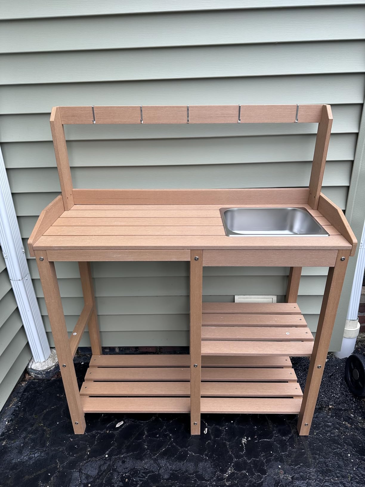 Psilvam Outdoor Potting Bench Table with Sink for Outside Garden, Gray customer photo 1