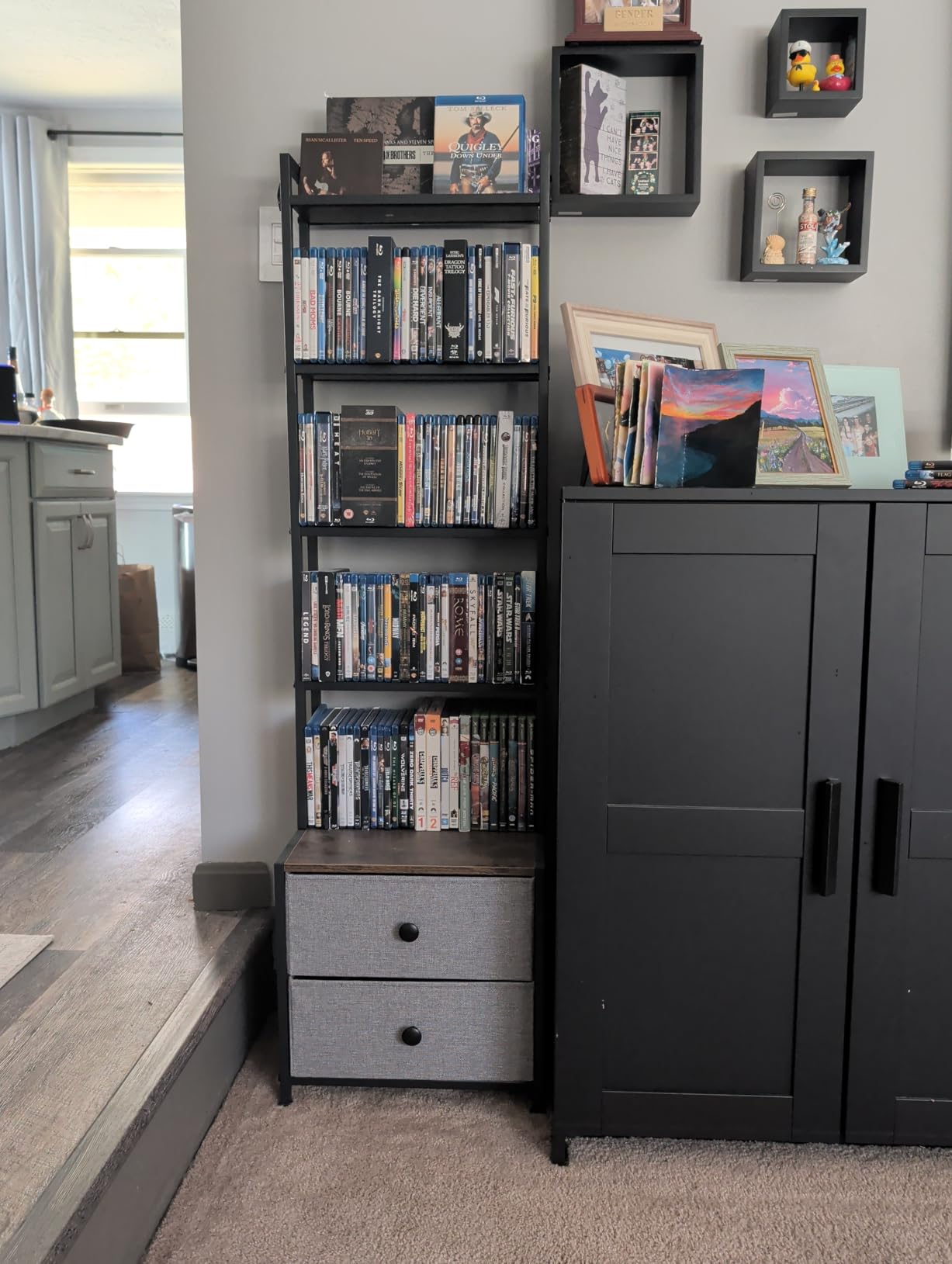 CD Storage Rack with Drawer, 5-Tier Media Storage Shelf customer photo 2
