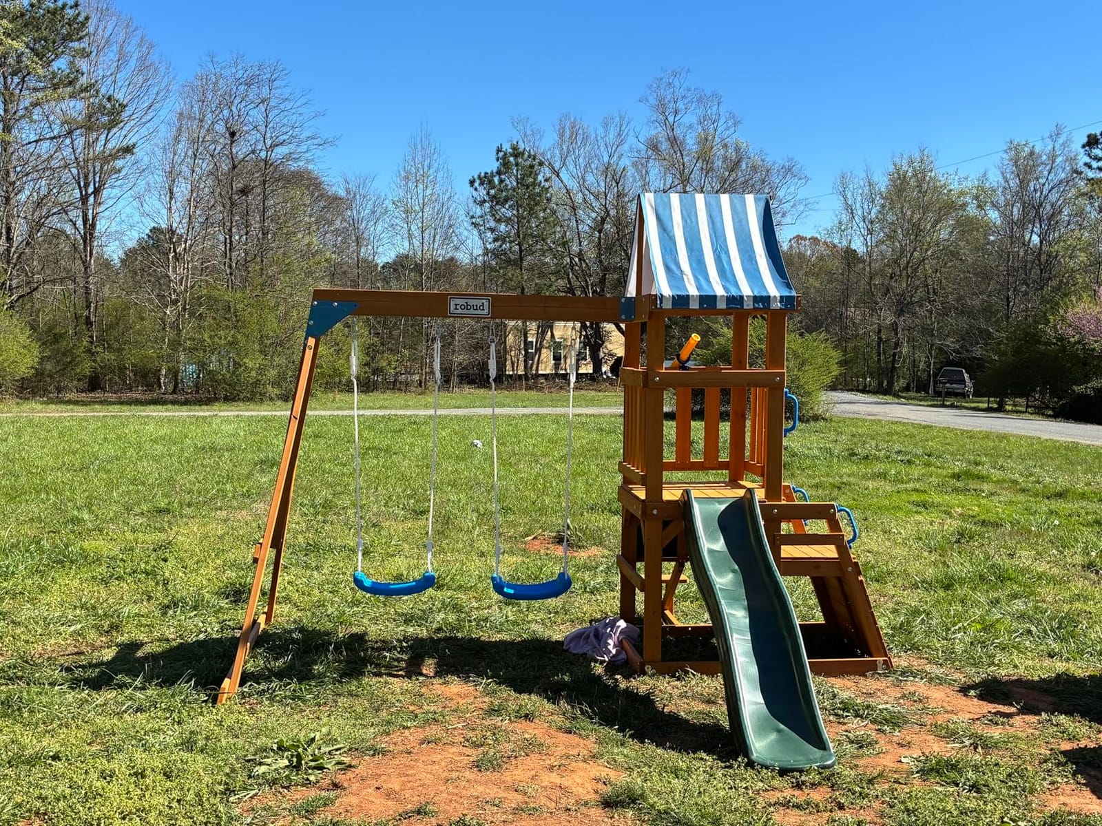 ROBUD Swing Sets for Backyard, Wooden Swing Set customer photo 1