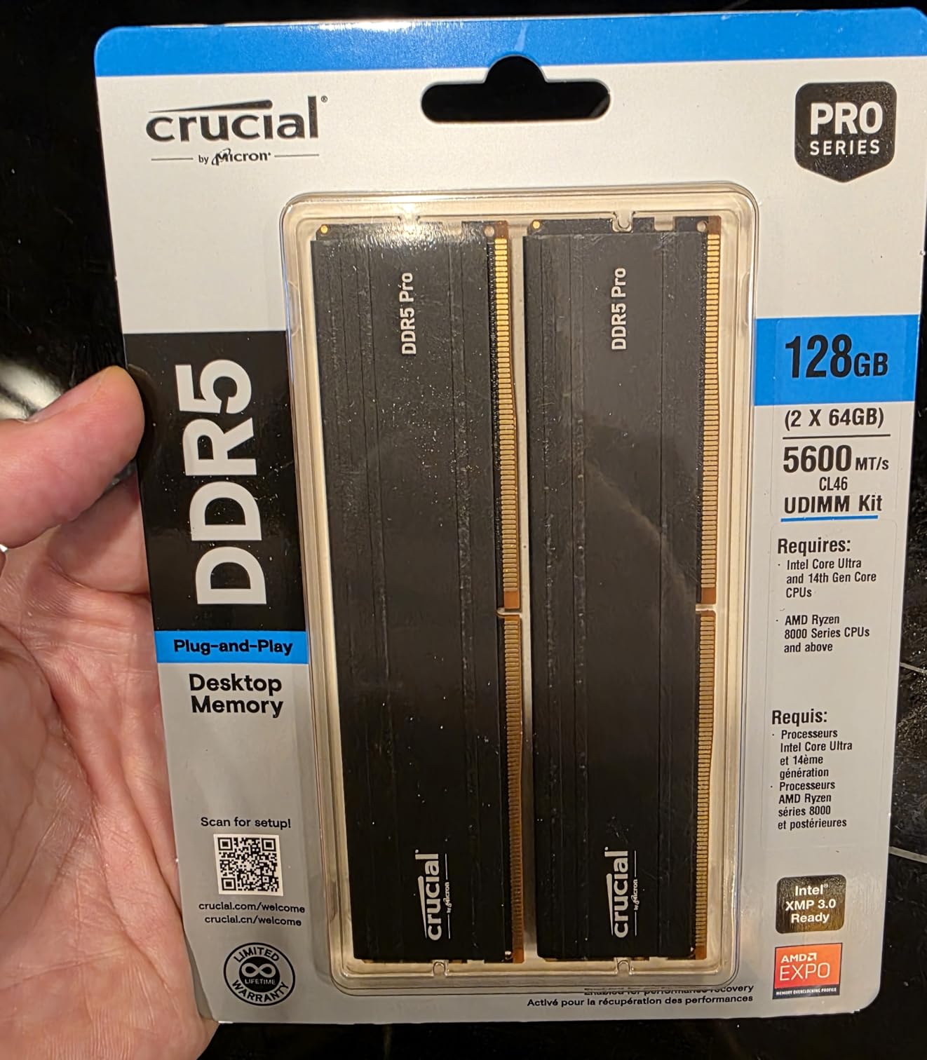 Crucial Pro 128GB Kit (2x64GB) DDR5 RAM, 5600MHz (or 5200MHz or 4800MHz) Desktop Gaming Memory UDIMM, Compatible with Latest Intel & AMD CPU CP2K64G56C46U5 customer photo 1