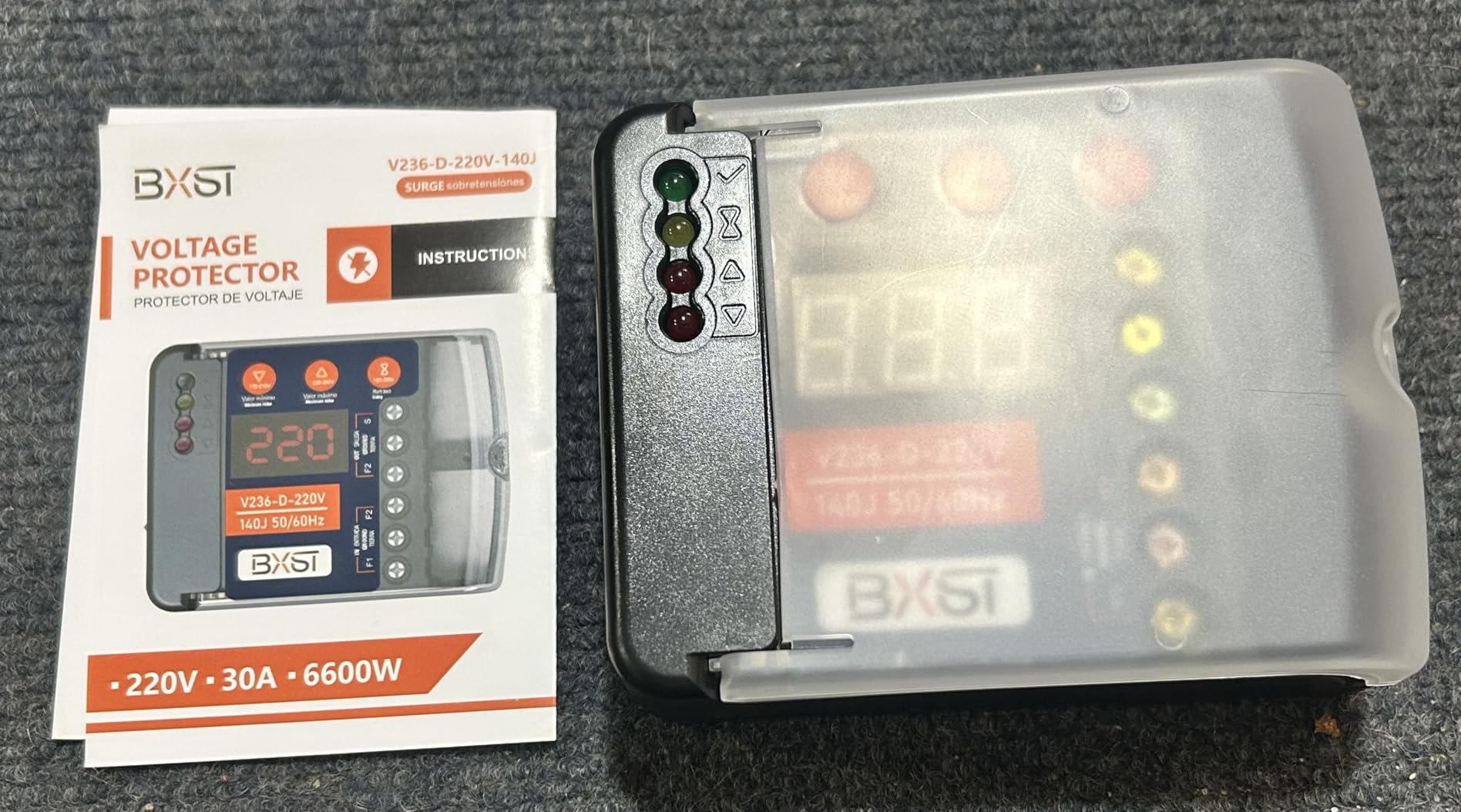 BXST Heavy Duty Wiring Surge Protector with LED Display Adjustable Voltage & Delay Protection, 220V, 30A, 6600W Max, 140J Surge Protection for Refrigerators, Air Conditioning, Motors, Pumps customer photo 2