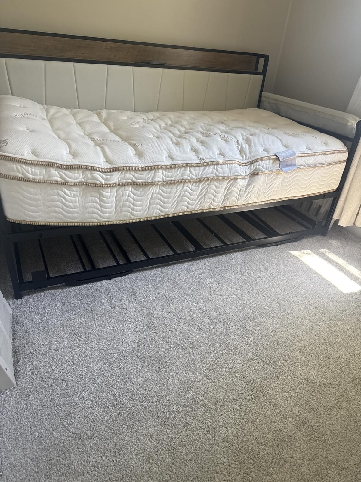 LIKIMIO Twin Daybed, Day Bed Frame with Pop Up Trundle, Grey customer photo 1