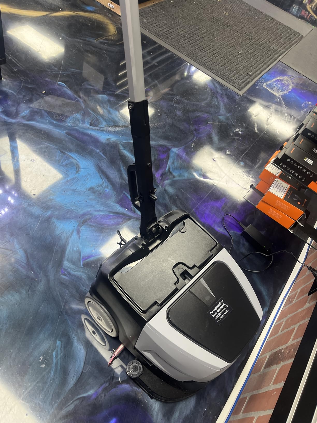 Battery Powered Walk Behind Mini Automatic Floor Scrubber Machine – Compact & Portable, 15” Cleaning Width, 90-Minute Runtime, 170 RPM – Ideal for Small Commercial Spaces, Offices, Retail & More customer photo 2
