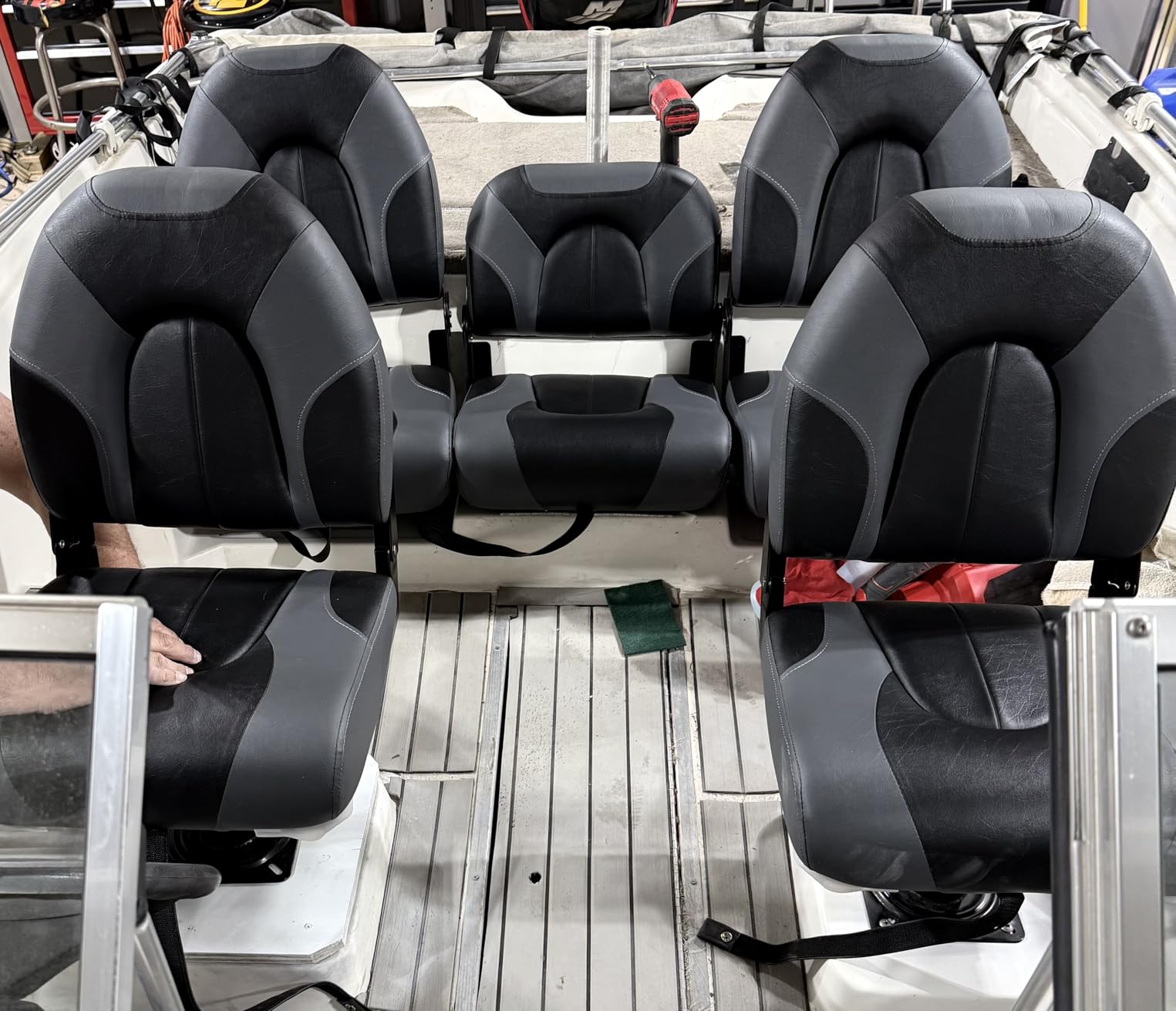 Deluxe Marine High Back Folding Boat Seats 2 Pack, Waterproof Fishing Boat Captain Chairs, 4 Mounting Screws Included customer photo 1