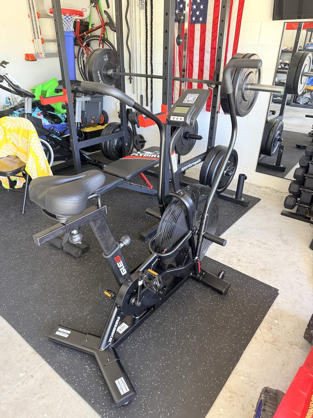 pooboo Air-Resistance Exercise Fan Bike, Air Bike with Dual Acction Handlebars&Dual-Layer Transmission System, Stationary Bike with APP Connection for Home Gym HIIT Cardio Full Body Workout customer photo 1