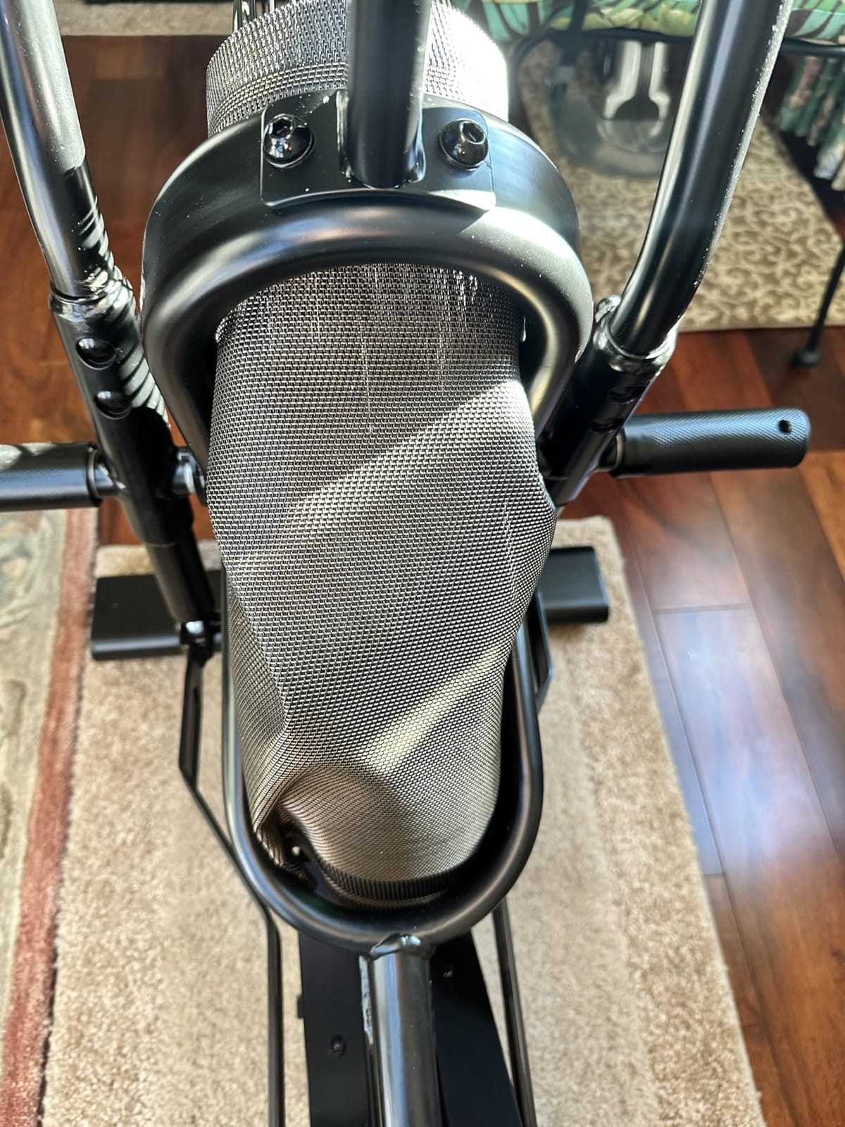 pooboo Air-Resistance Exercise Fan Bike, Air Bike with Dual Acction Handlebars&Dual-Layer Transmission System, Stationary Bike with APP Connection for Home Gym HIIT Cardio Full Body Workout customer photo 2
