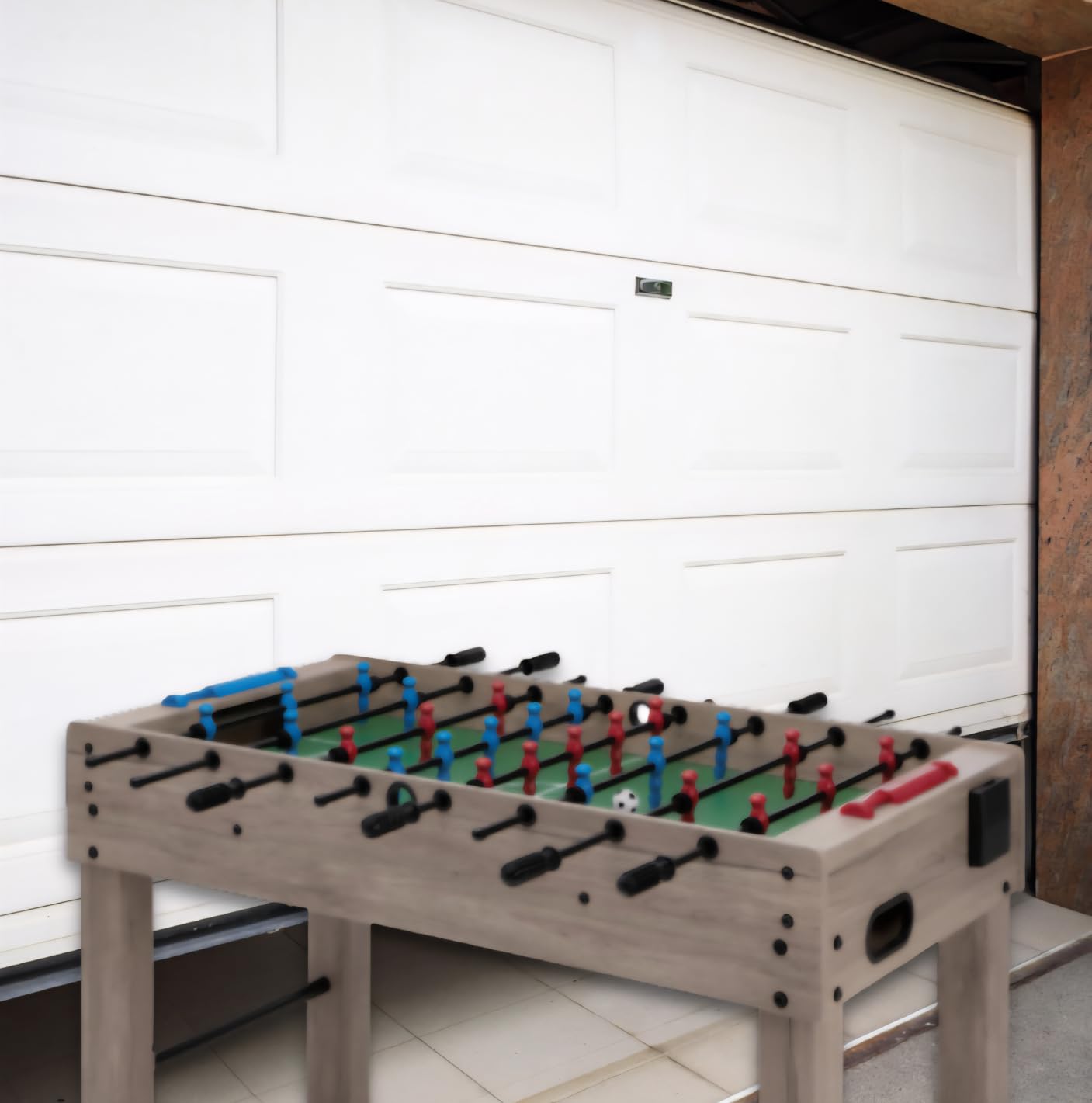 Amazon Basics 48-Inch Foosball Table Soccer Game Room Size with 4 Balls and 2 Cupholders, Oak customer photo 1