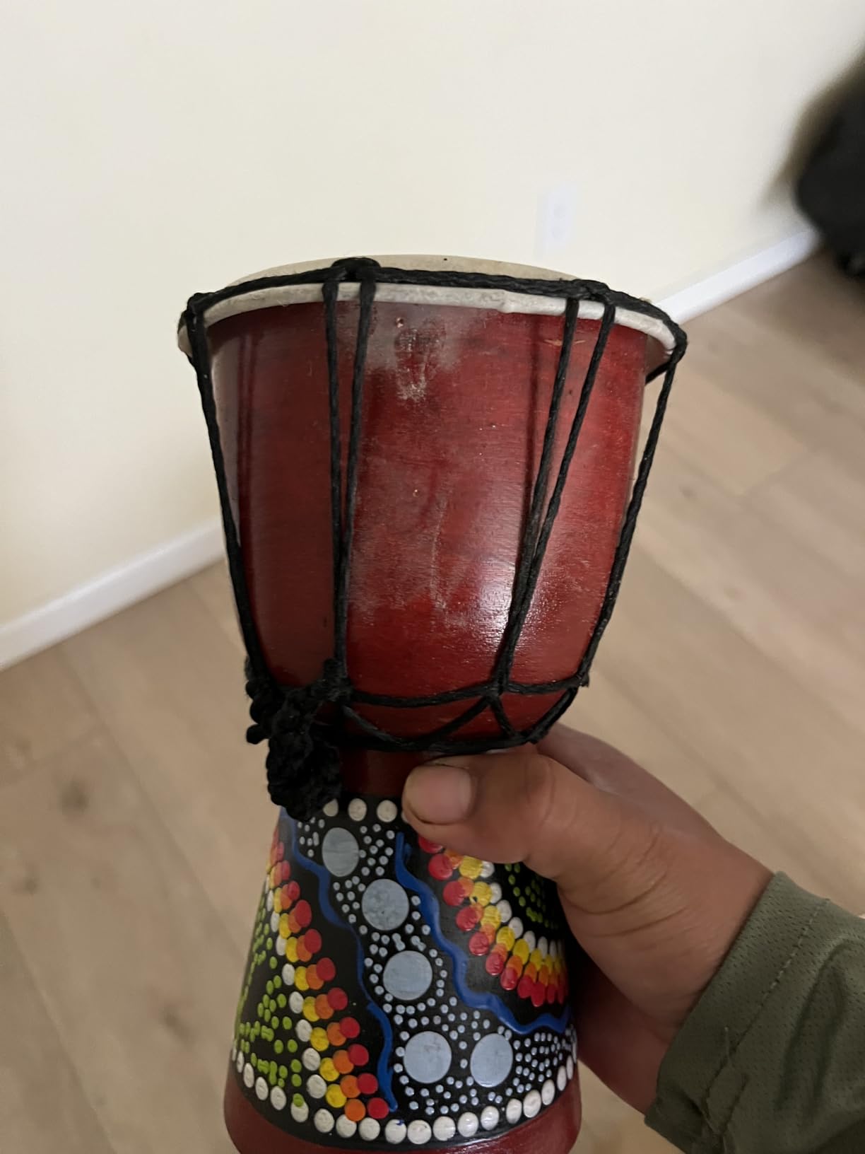 Wood Djembe Drum African Drums for Adults 8.5'' x 16'', Painted customer photo 2