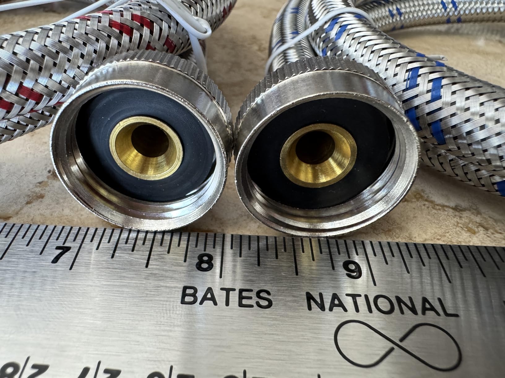 4 Ft Washing Machine Hoses, 2 Packs Premium Stainless Steel Washer Hoses Burst Proof, Hot and Cold Striped Water Supply Hoses with 3/4'' Standard Interface fit for ALL Washer customer photo 1