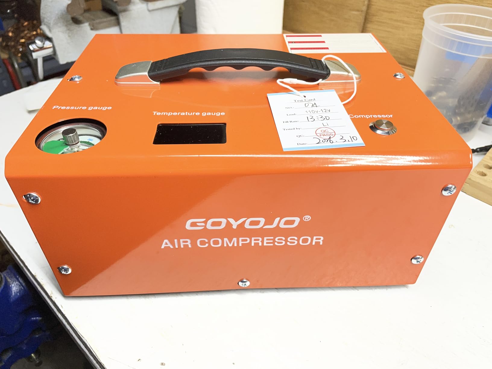 GOYOJO PCP Air Compressor, Max 4500 PSI / 300 Bar, Fast Fill for Airguns or Paintball Tank, Auto Shut-Off, Dual Power Car 12V DC or Home 120V AC, Built-in Cooling Fan, 300W Portable Pcp Pump customer photo 2