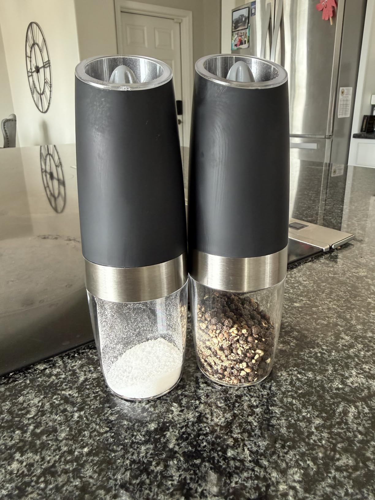Battery Operated Salt And Pepper Grinder Set 2 Pack (Black) | Gravity-Activated Automatic Grinder With LED Light & Adjustable Coarseness, Each Uses 6 AAA Batteries, Kitchen Daily Seasoning customer photo 2