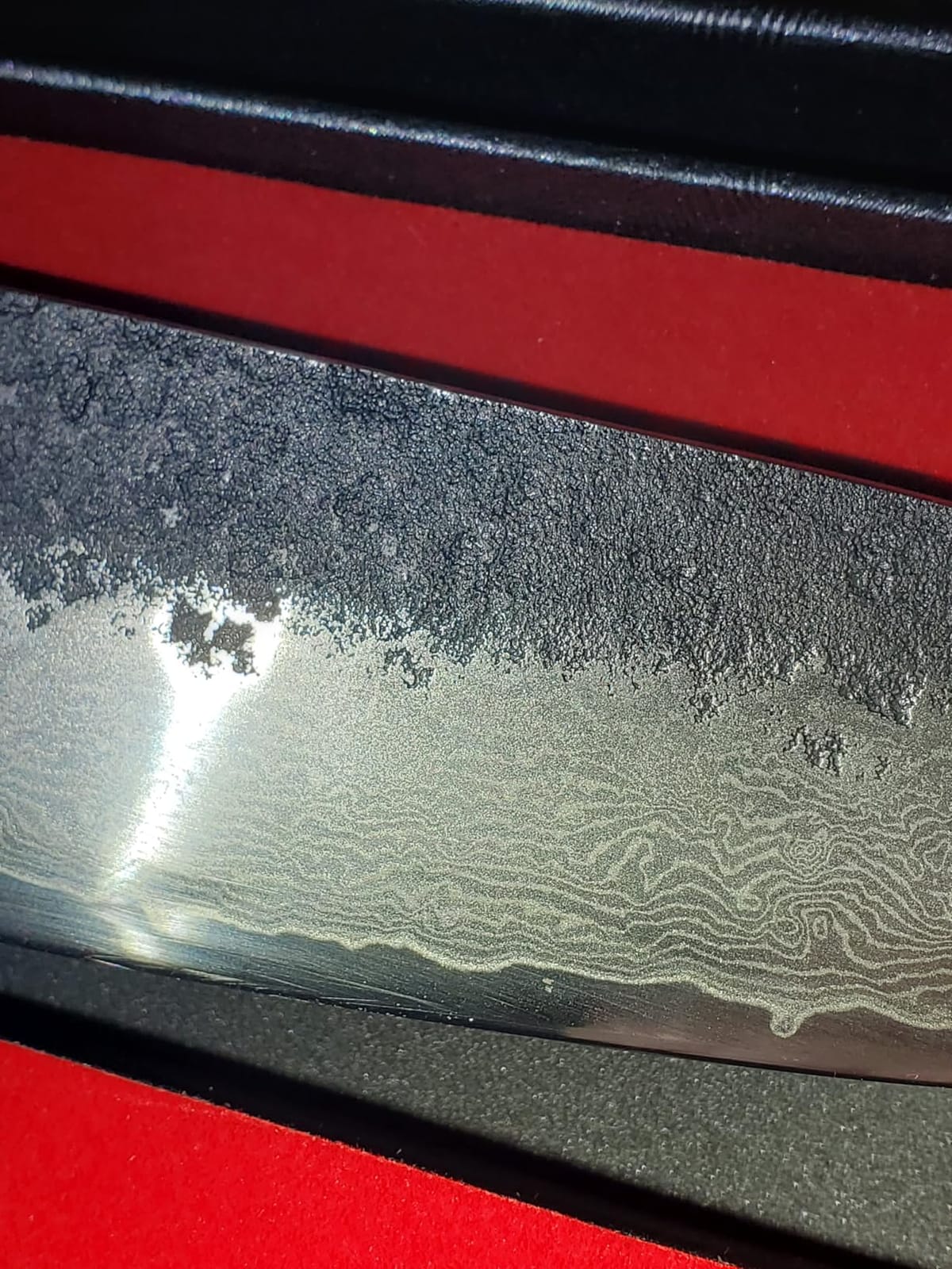 7 Inch Japanese Santoku Knife, Hand-Forged Damascus VG10 Steel Core | Kurouchi Forged Finish, Slice • Dice • Mince, Wide Blade Versatility, Leather Sheath Included, Premium Gift Box customer photo 2