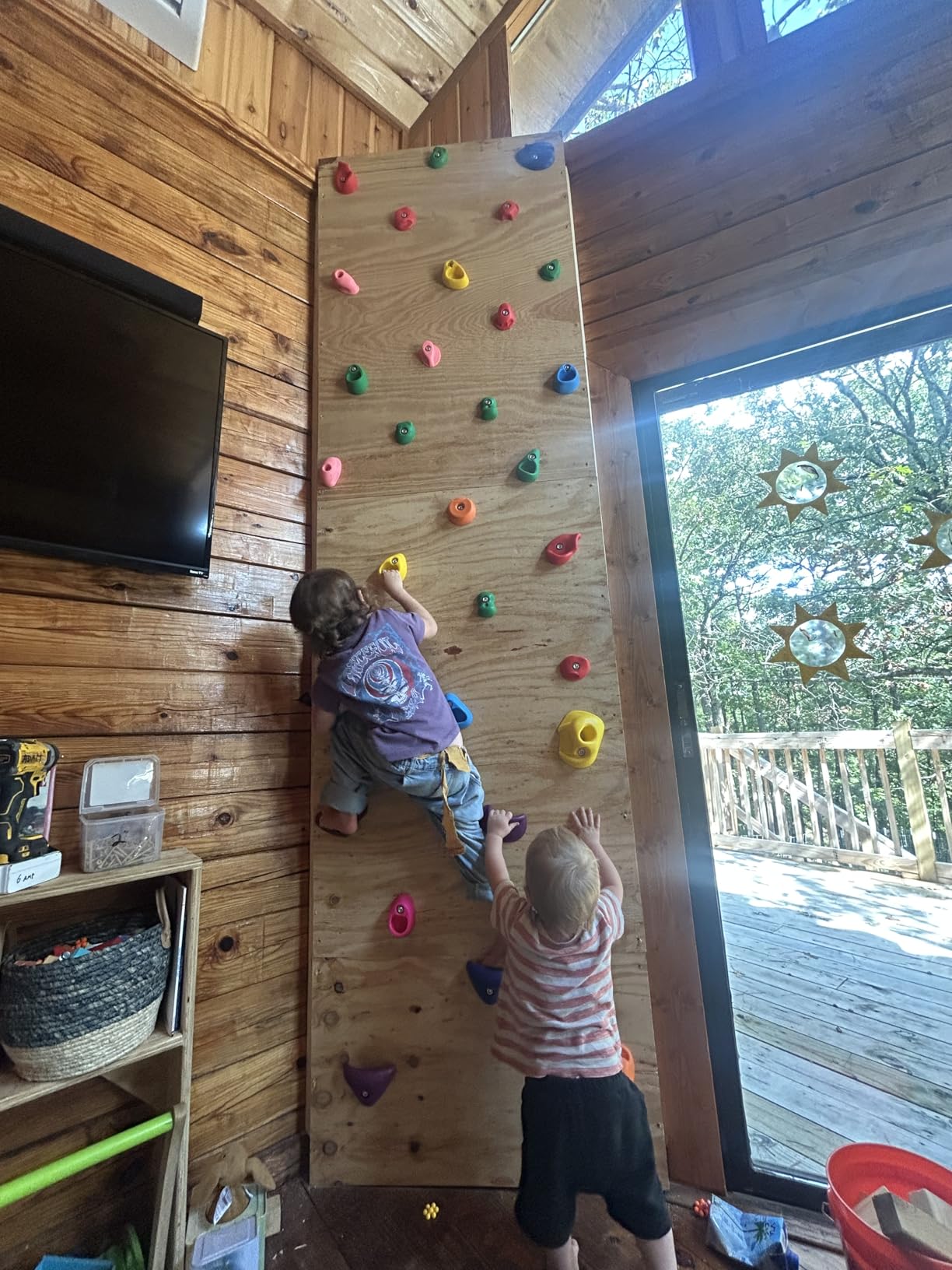 TOPNEW 20PCS Rock Climbing Holds with Mounting Hardware - Climbing Rocks for Indoor/Outdoor Kids Adults Rock Wall, Play Set & Climbing Gym, Dark Color customer photo 2