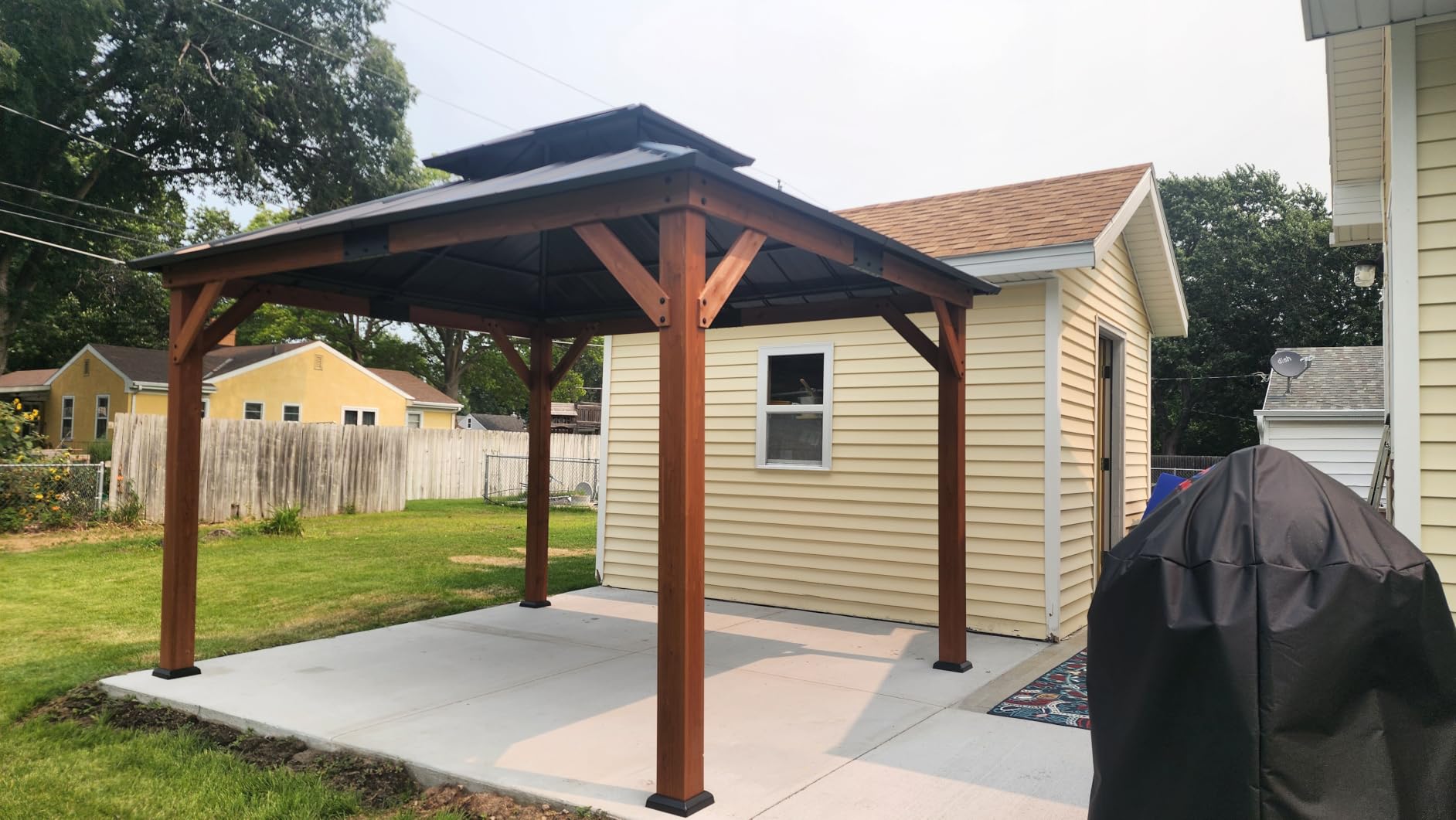 Modern Shade Permanent Wood Gazebo 13x15 with Double Galvanized Steel Roof customer photo 1