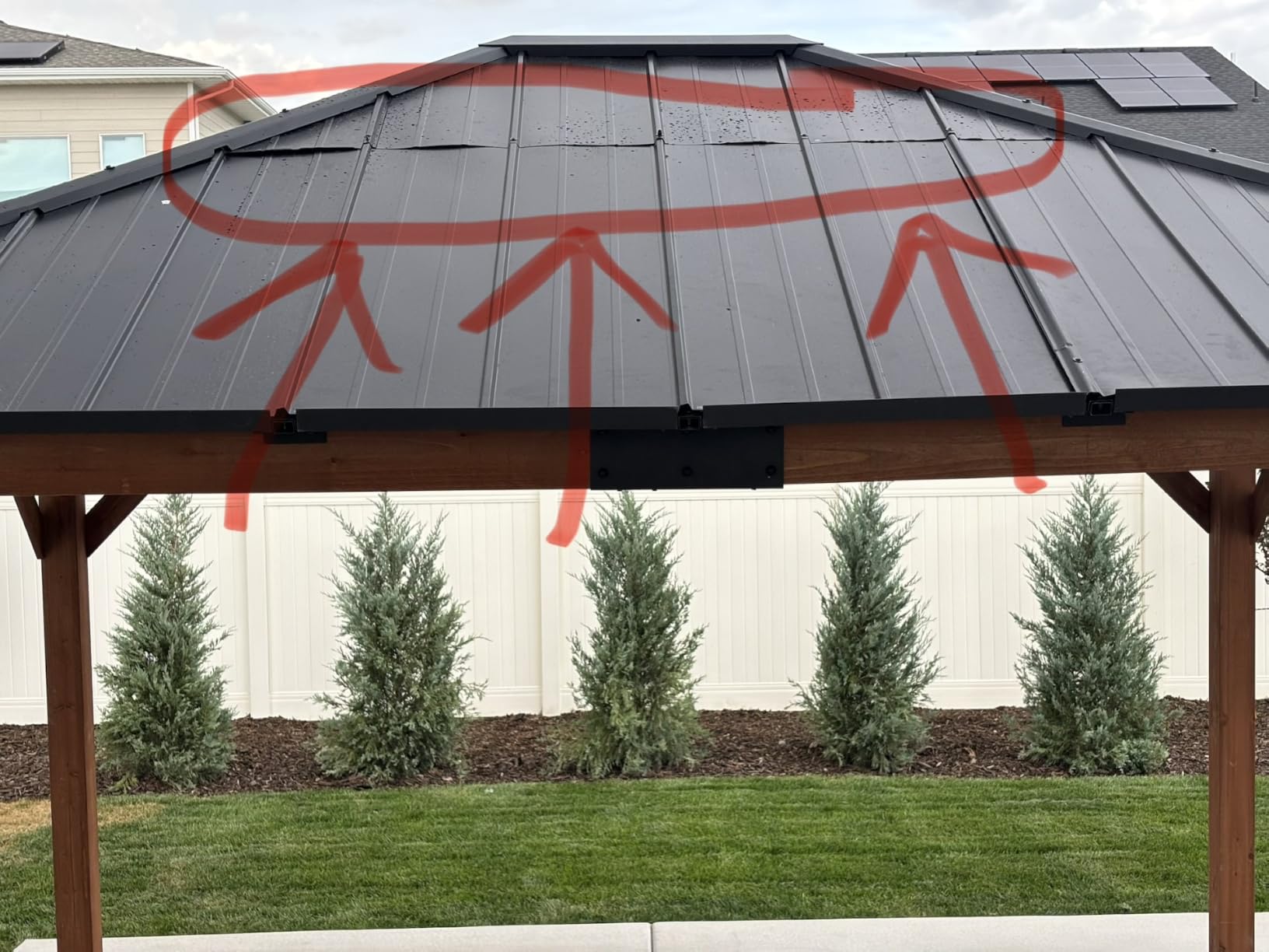Modern Shade Permanent Wood Gazebo 13x15 with Double Galvanized Steel Roof customer photo 2