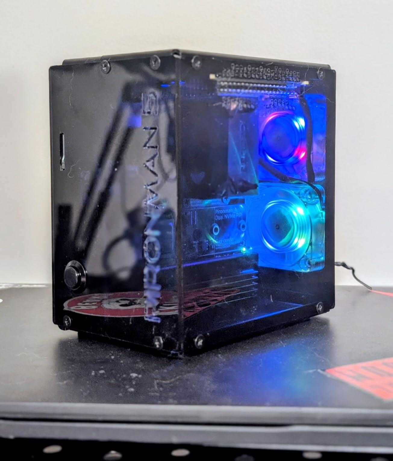 Pironman 5-MAX Raspberry Pi 5 Case Dual NVMe M.2 SSD PCIe, Mini PC NAS RAID 0/1 Hailo-8L AI Accelerator PWM Tower Cooler+Dual RGB Fans, OLED Module, Safe Shutdown, Standard HDMI (RPI5 Not Included) customer photo 2