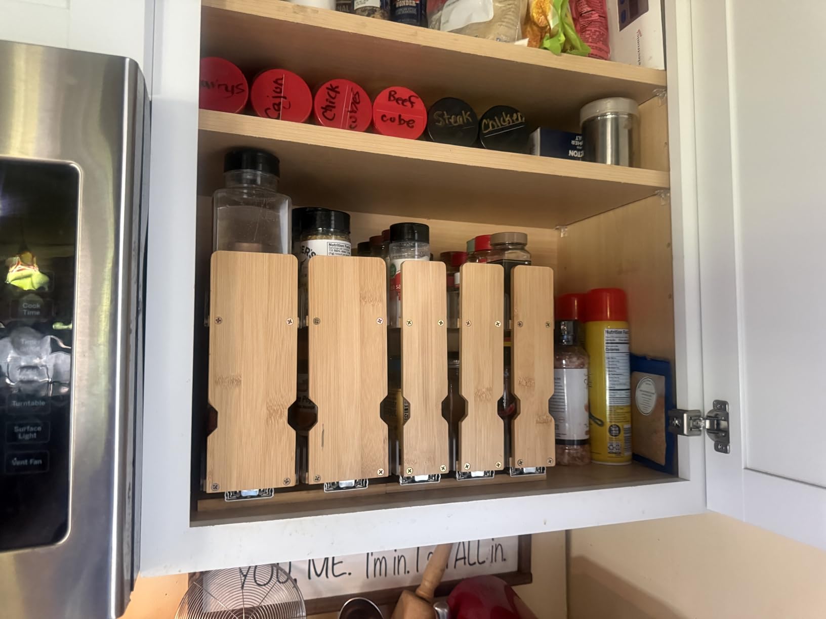 SpaceAid Bamboo Pull Out Spice Rack Organizer for Cabinet, Heavy Duty Slide Out Seasoning Kitchen Pantry Sliding Vertical Organization, 7.6