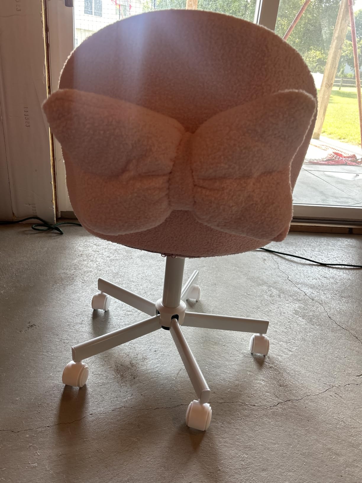 GTPLAYER Velvet Tall Office Chair with Wheels Vanity Chairs with Back, Versatile Height Use: Office to Bar Stools Small Ergonomic Comfy Armlees Computer Desk Chair with Bow Lumbar Pillow for Gift customer photo 2