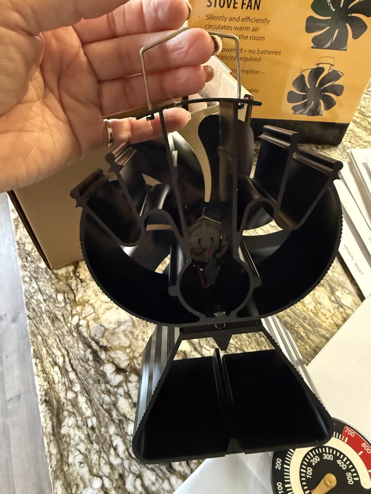 VODA Wood Stove Fan Heat Powered Fireplace Fans 8 Blades Non Electric, Heat Activated Thermal Fan for Wood Burning Stove/Log Burner, Stove Accessories Thermometer customer photo 1